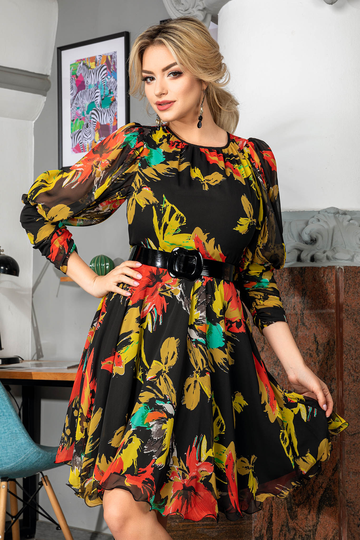 Rochie missy negru pastel