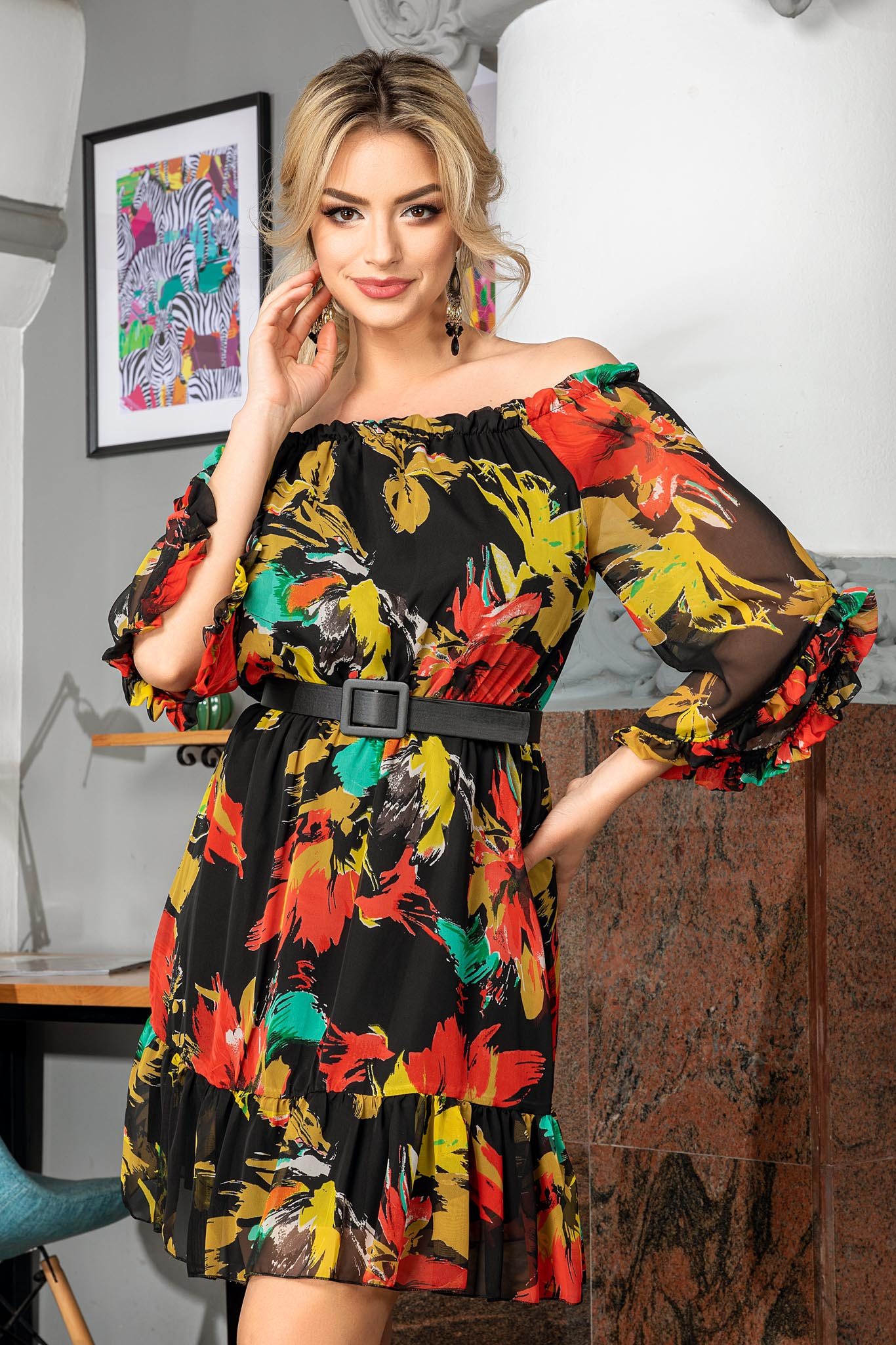 Rochie lorena negru pastel