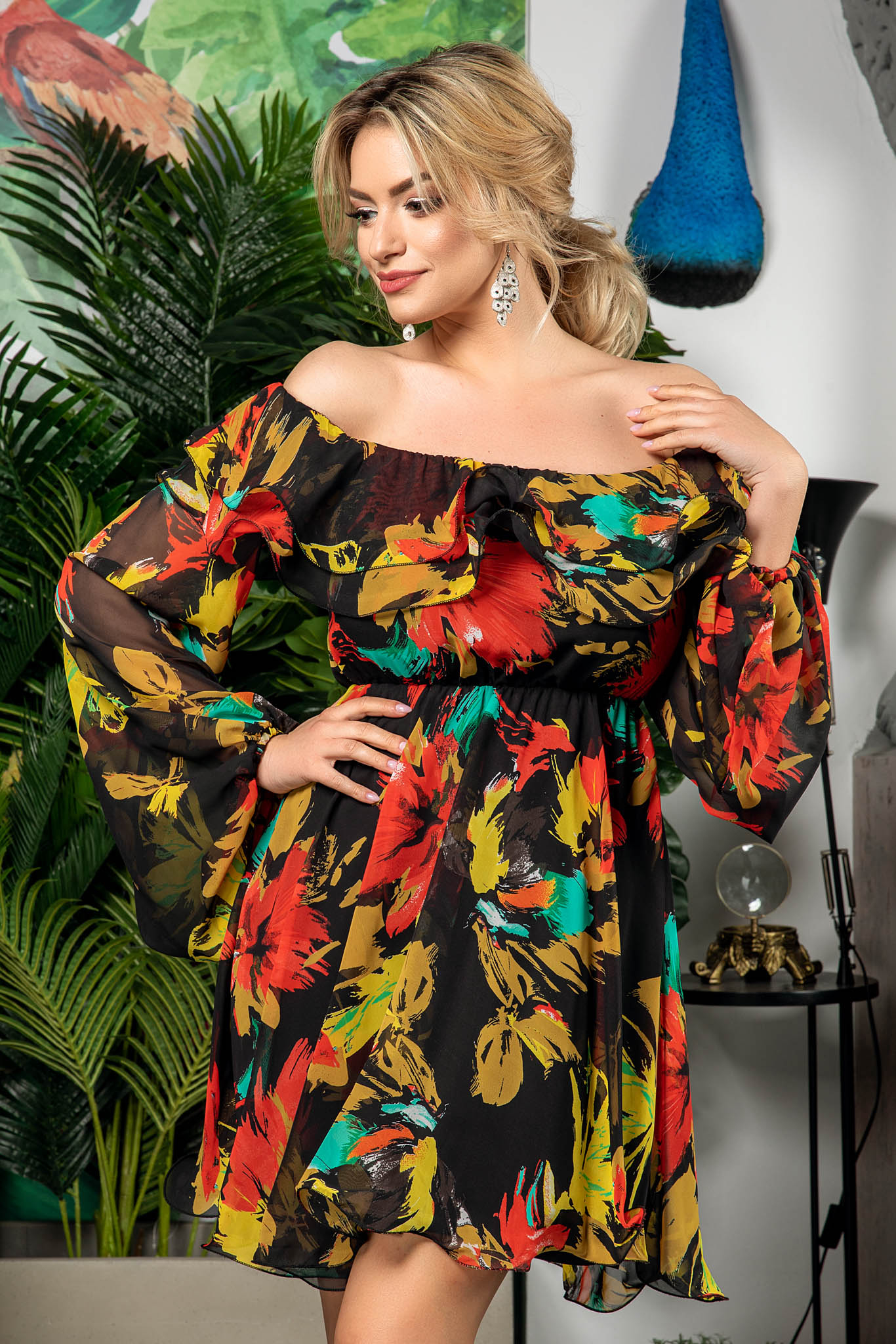Rochie yrene negru pastel