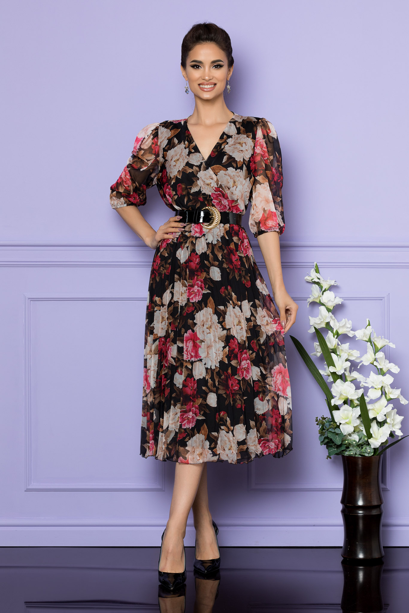 Rochie cryna negru floral