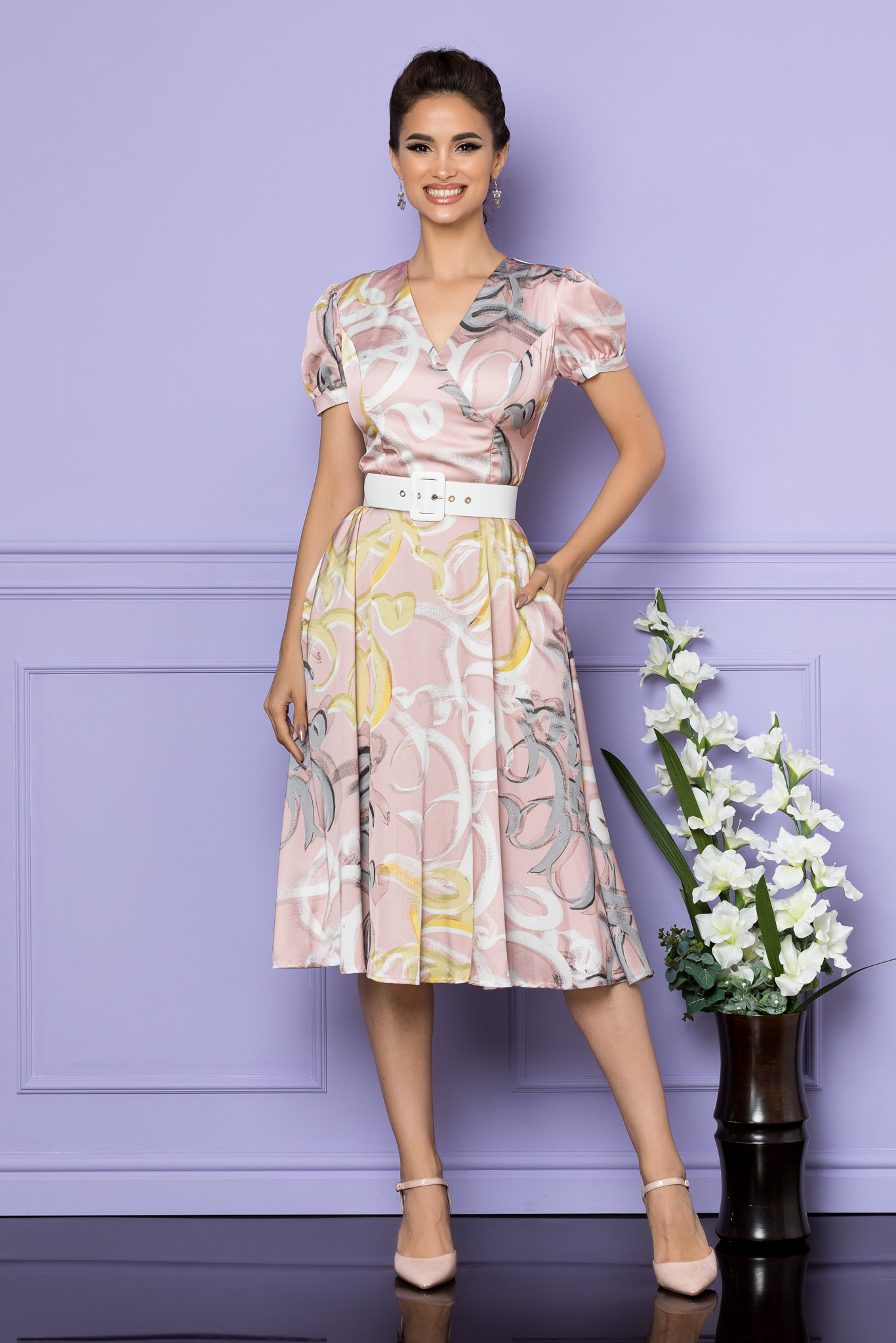 Rochie floriss roz multi
