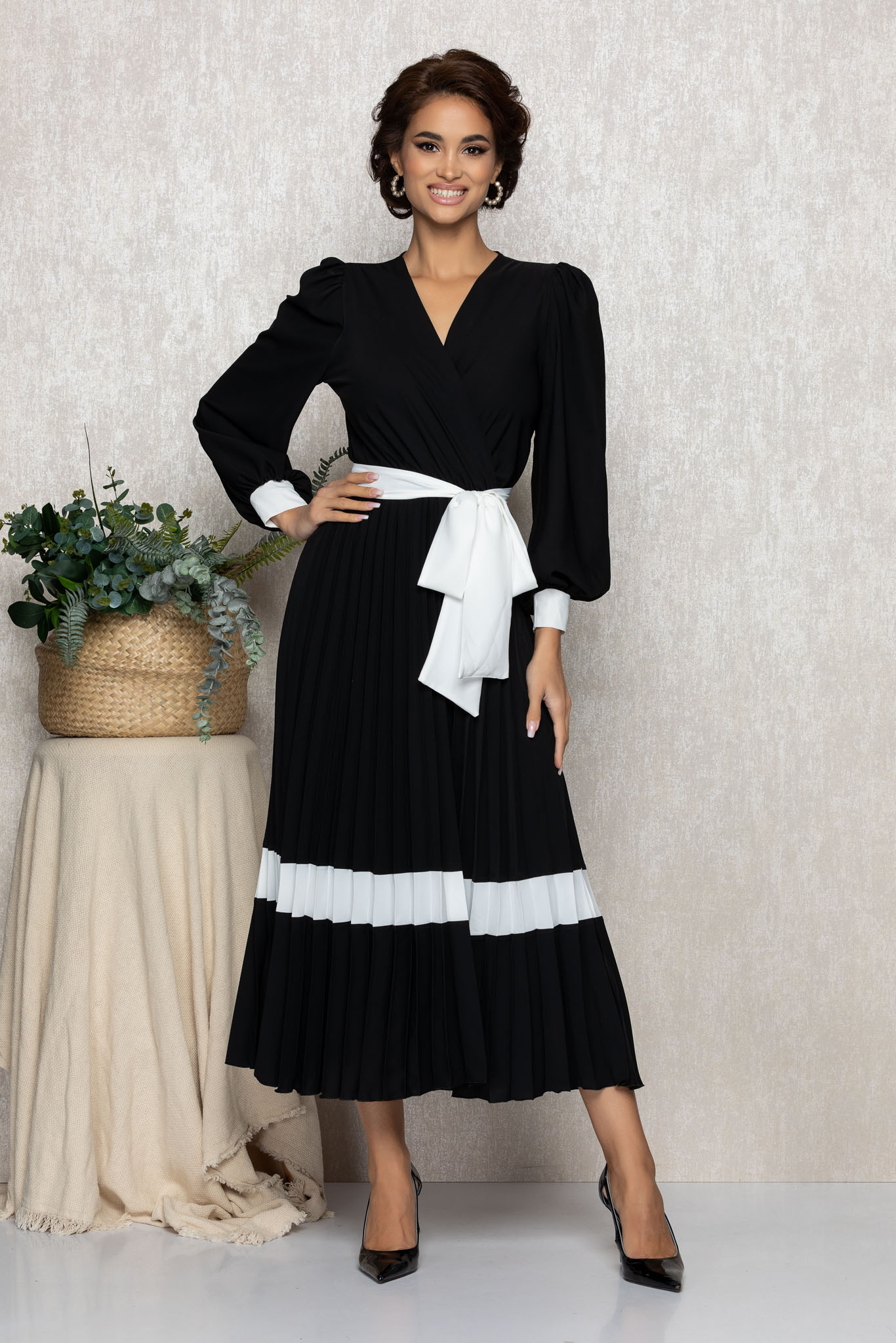 Rochie sharron alb bicolora