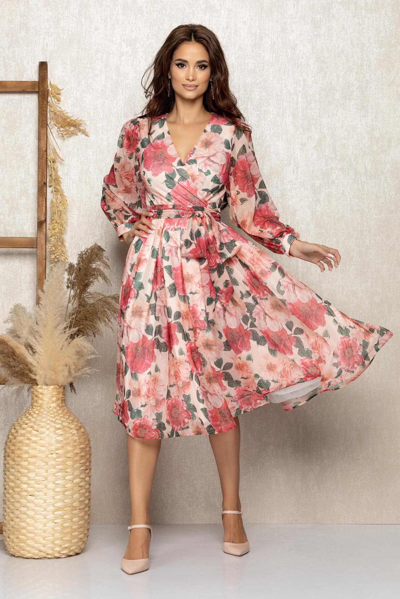 Rochie roza multi floral
