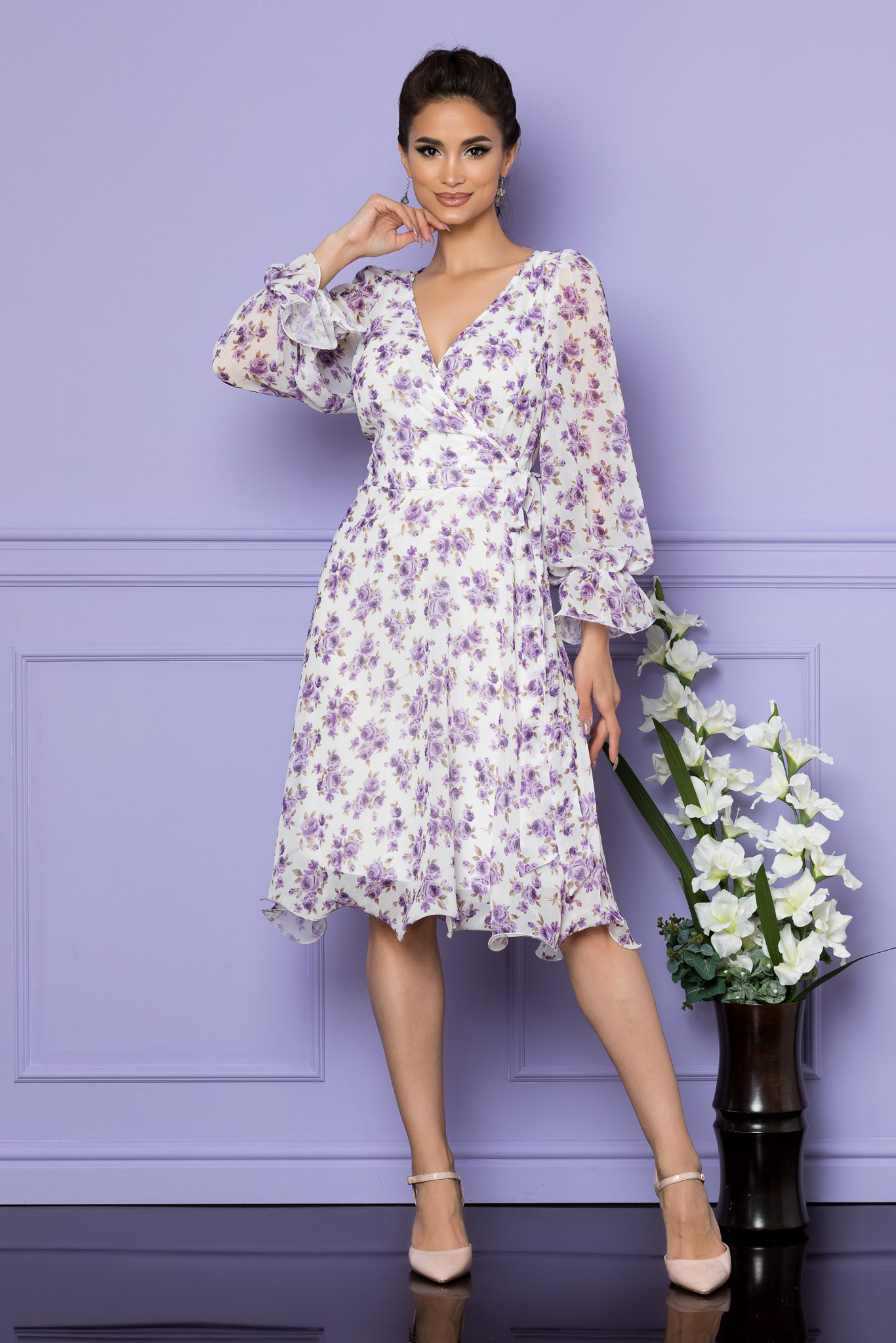 Rochie simine mov floral