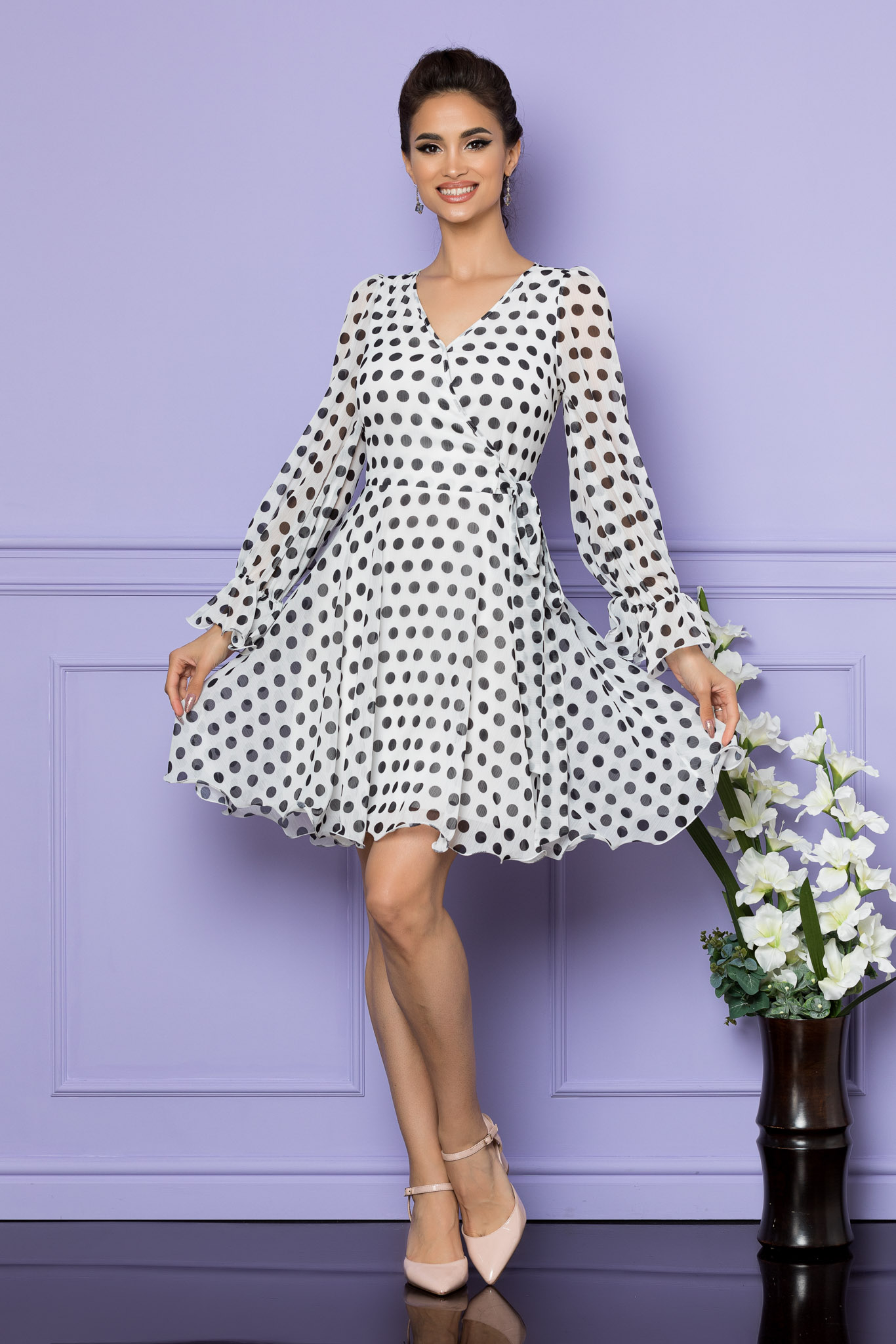 Rochie simine alb bicolora