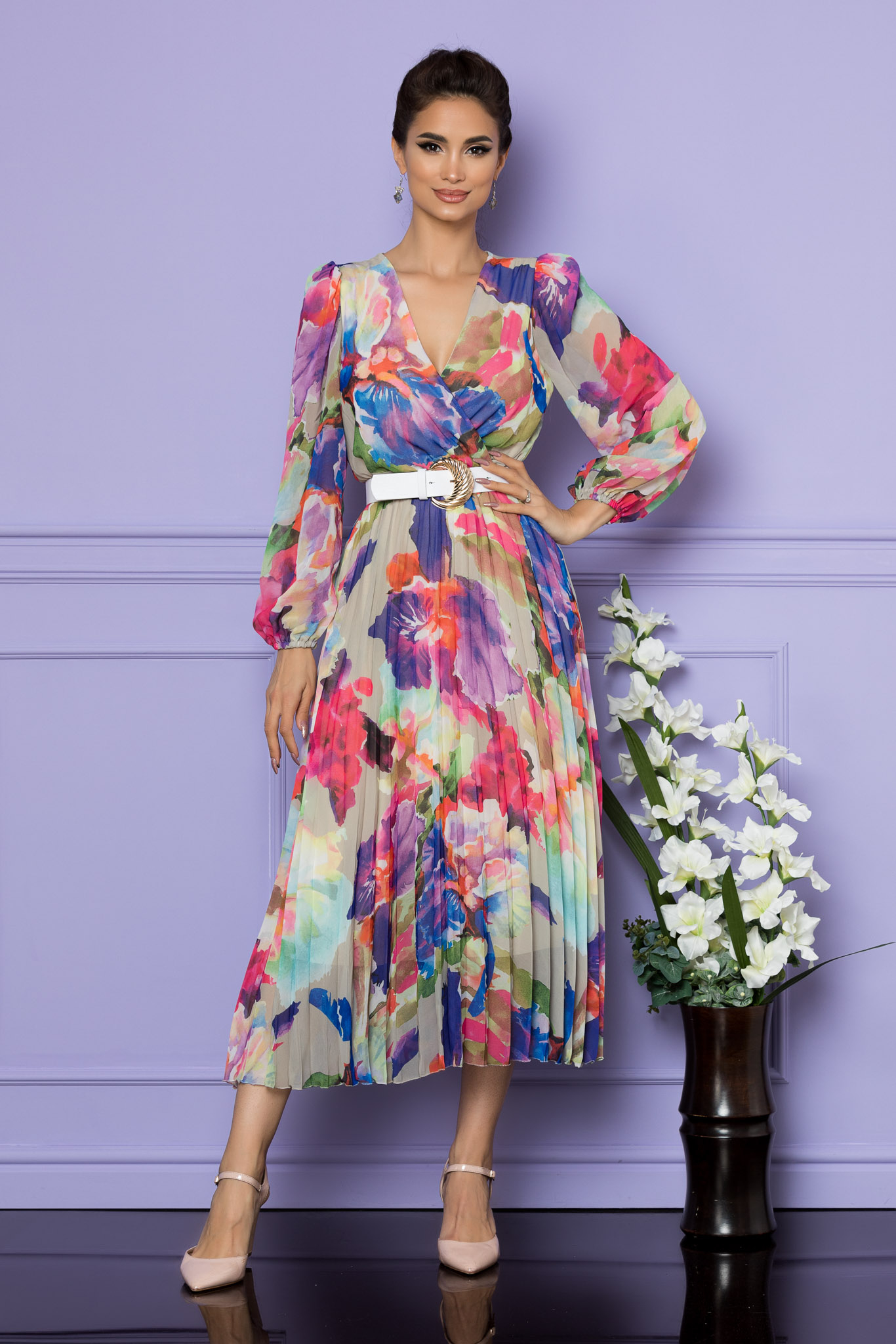 Rochie ingrid bej pastel