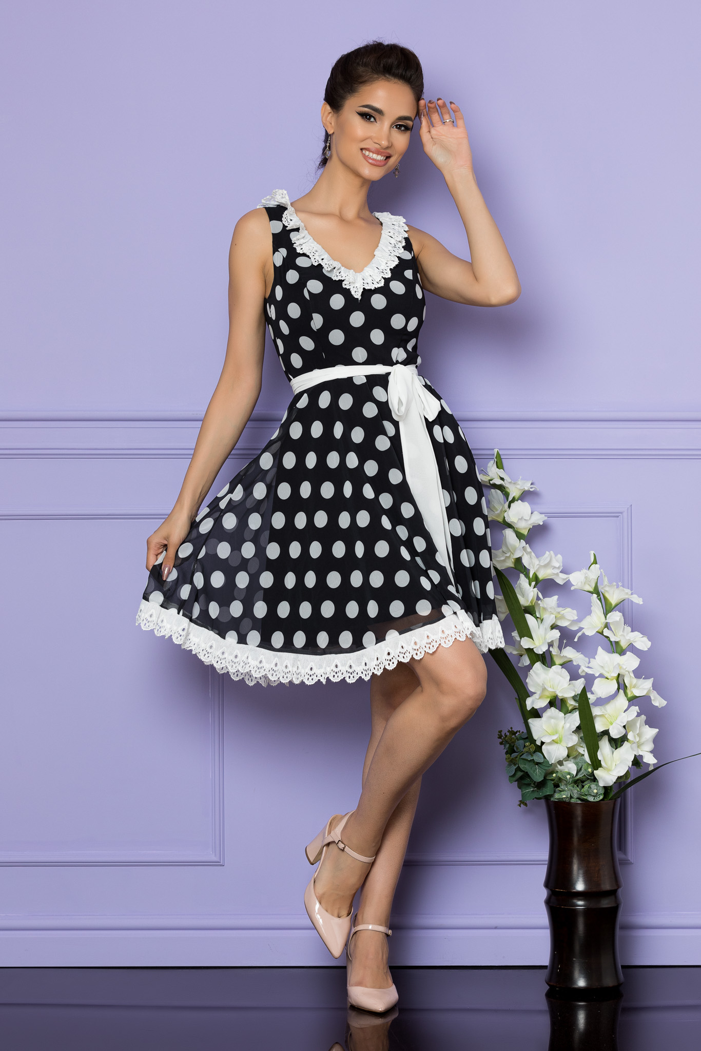 Rochie denisia negru bicolora