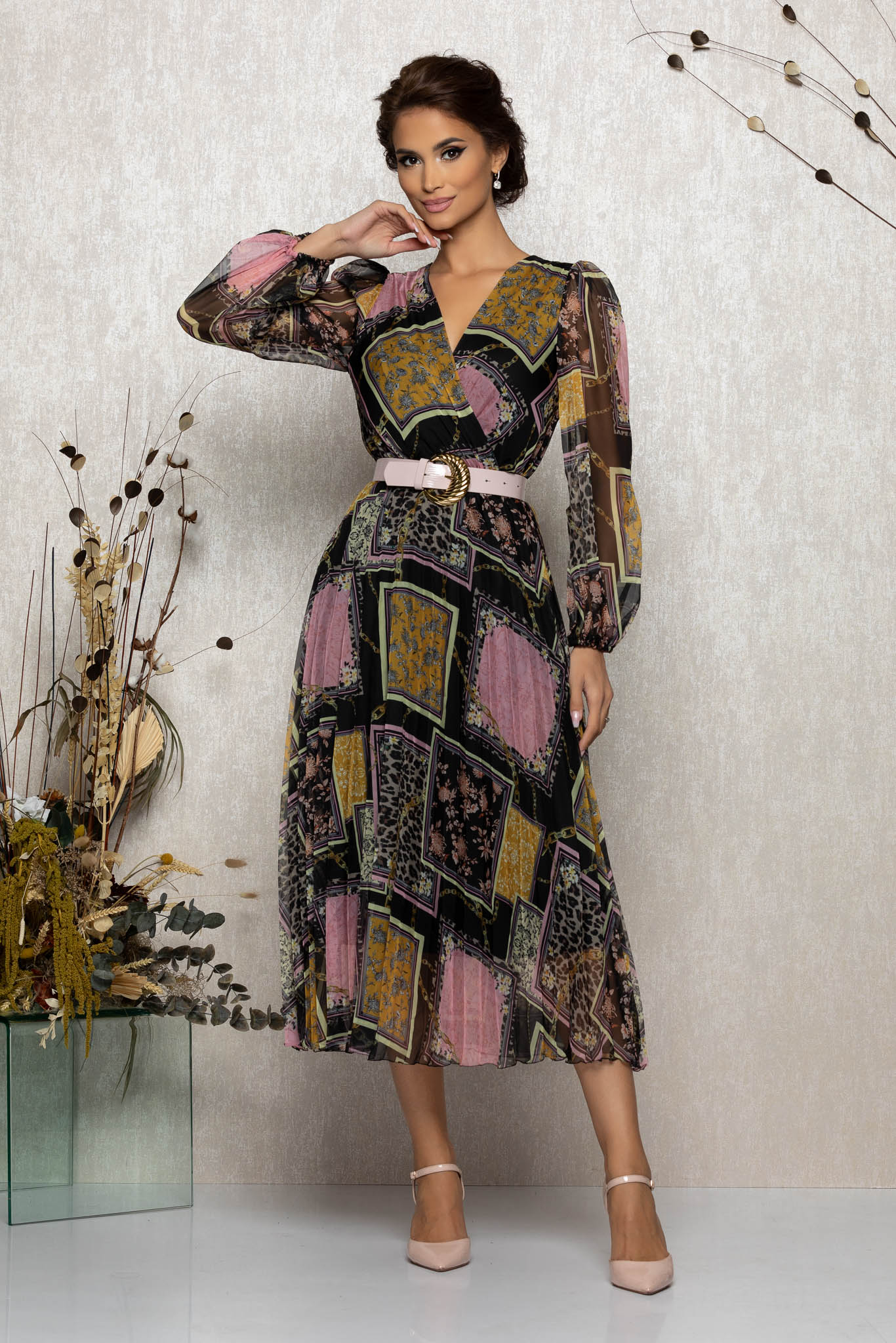 Rochie ingrid negru multicolora