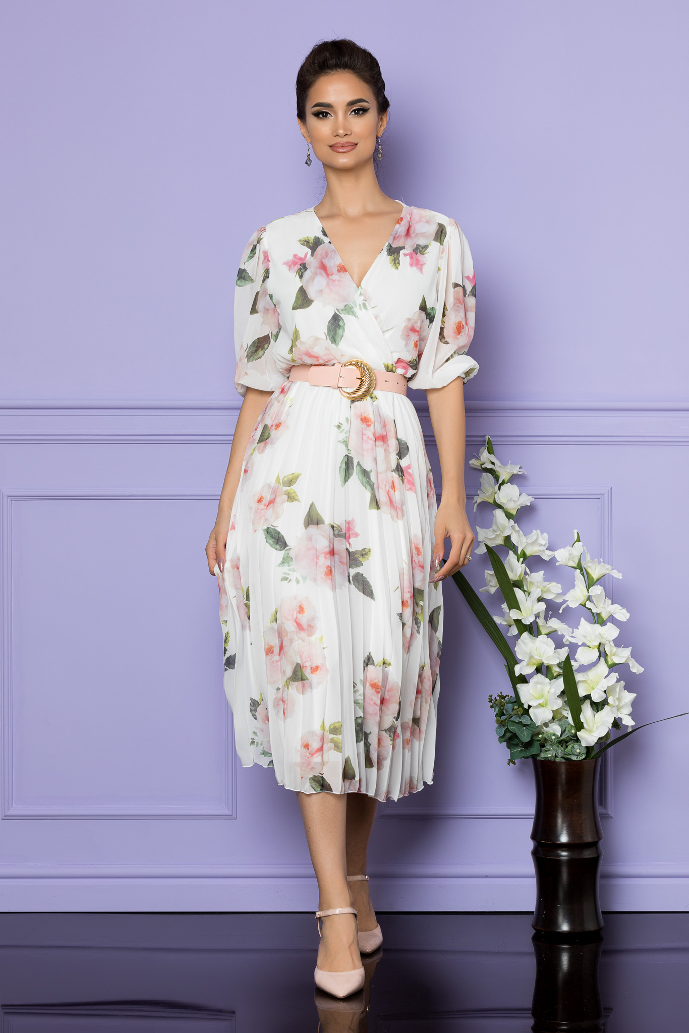 Rochie cryna alb floral