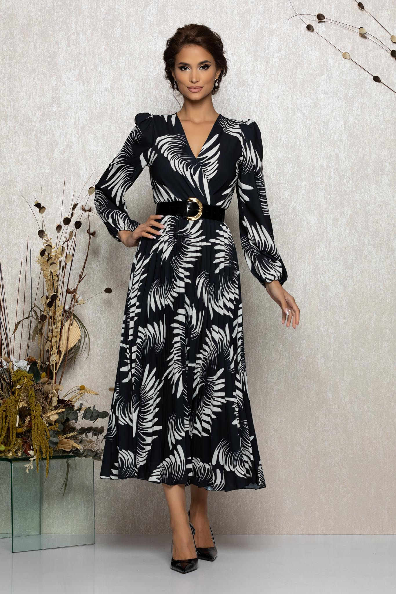 Rochie malina negru bicolora