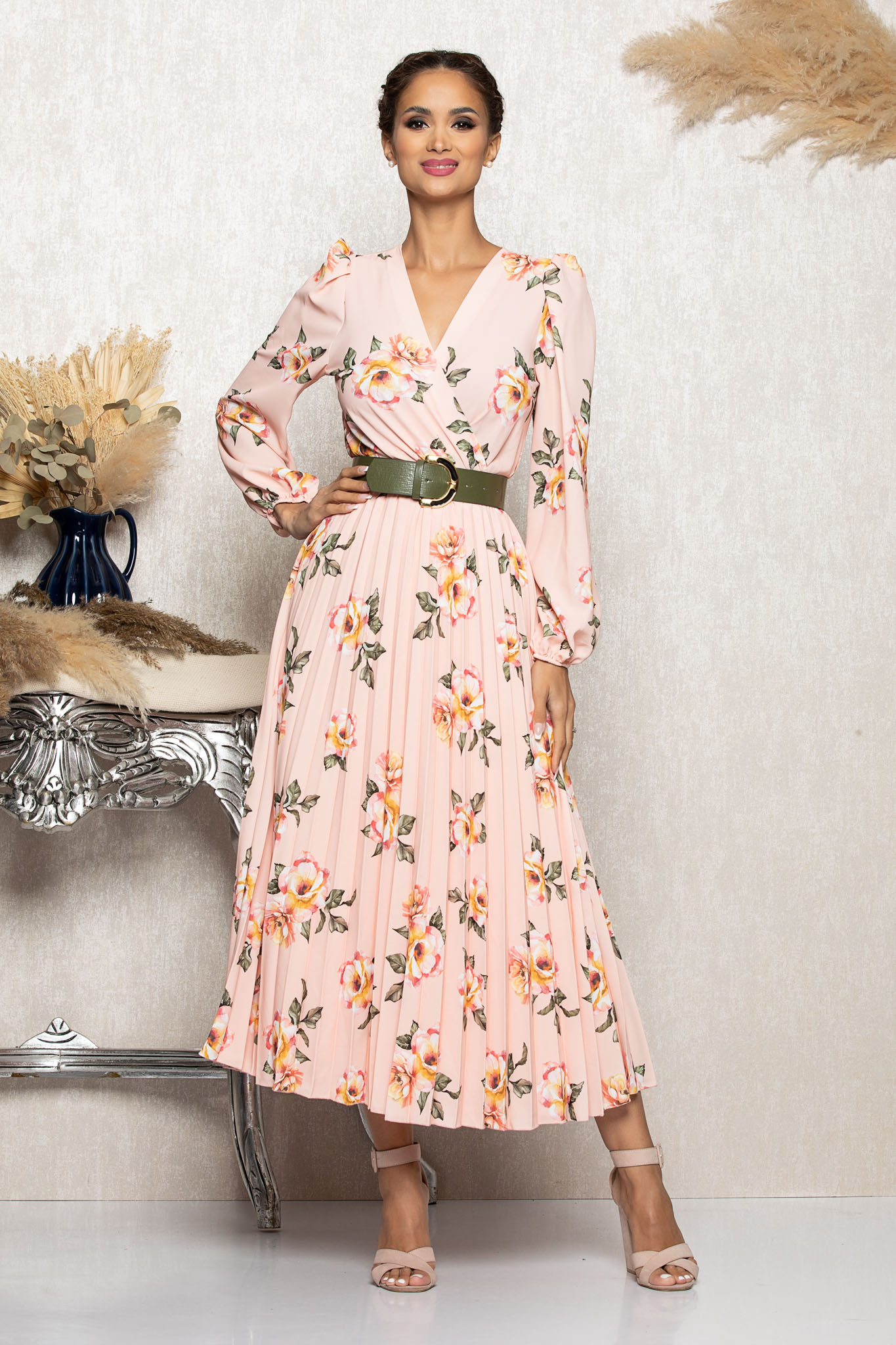 Rochie malina peach floral