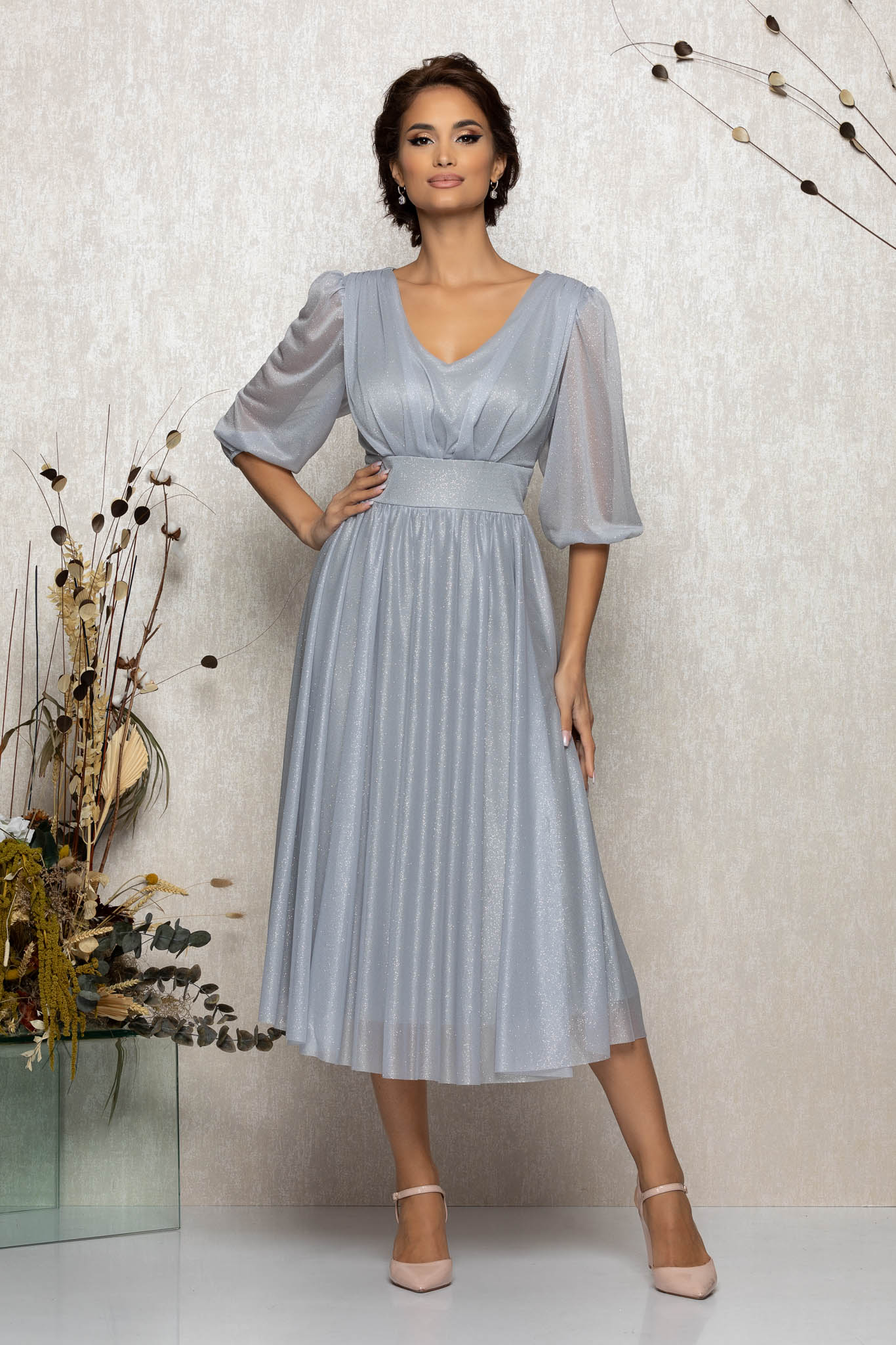 Rochie nicolette gri deschis