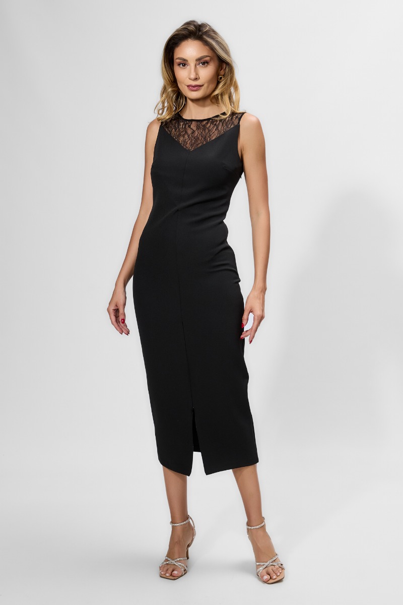 Rochie eleganta cu dantela si strass-uri Darby Neagra
