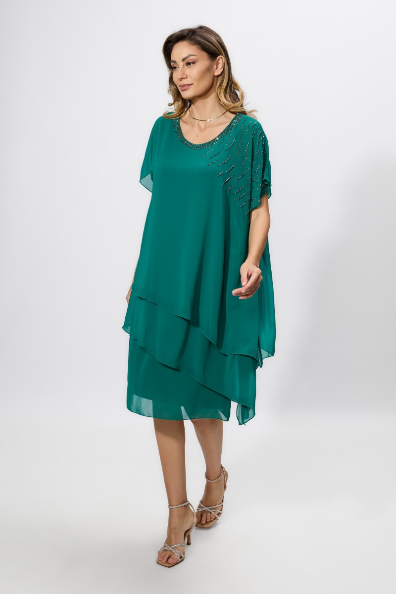 Rochie de ocazie din voal cu strass-uri Elmina Verde
