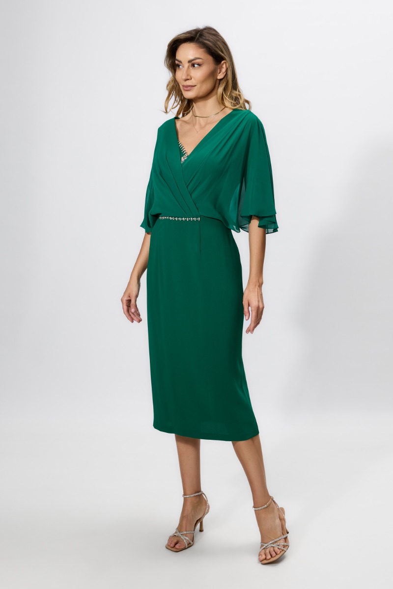 Rochie de ocazie din voal cu strass-uri Manuelle Verde