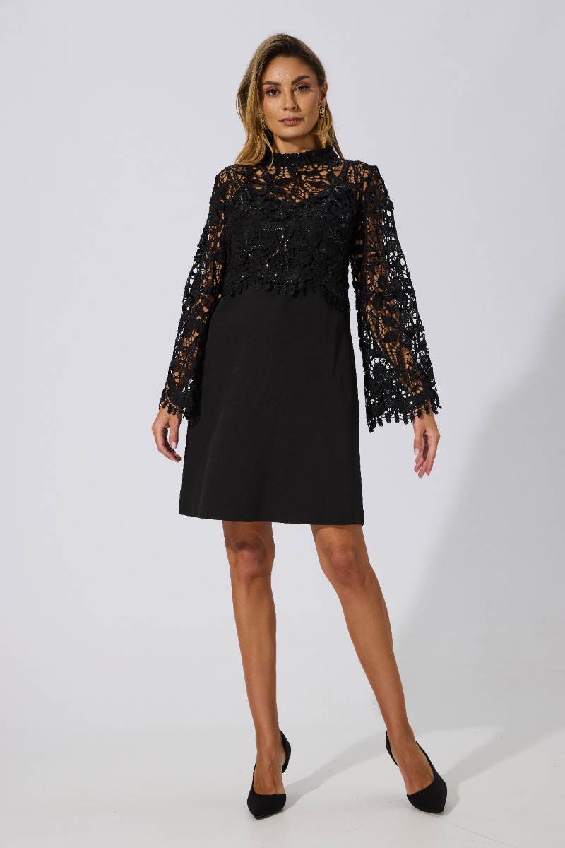 Rochie de ocazie cu broderie si paiete Debora Neagra