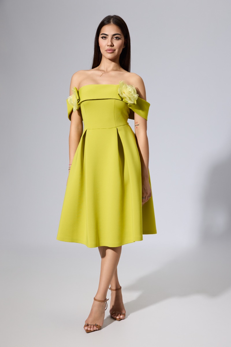 Rochie de ocazie din neopren cu flori 3D Girly Fistic