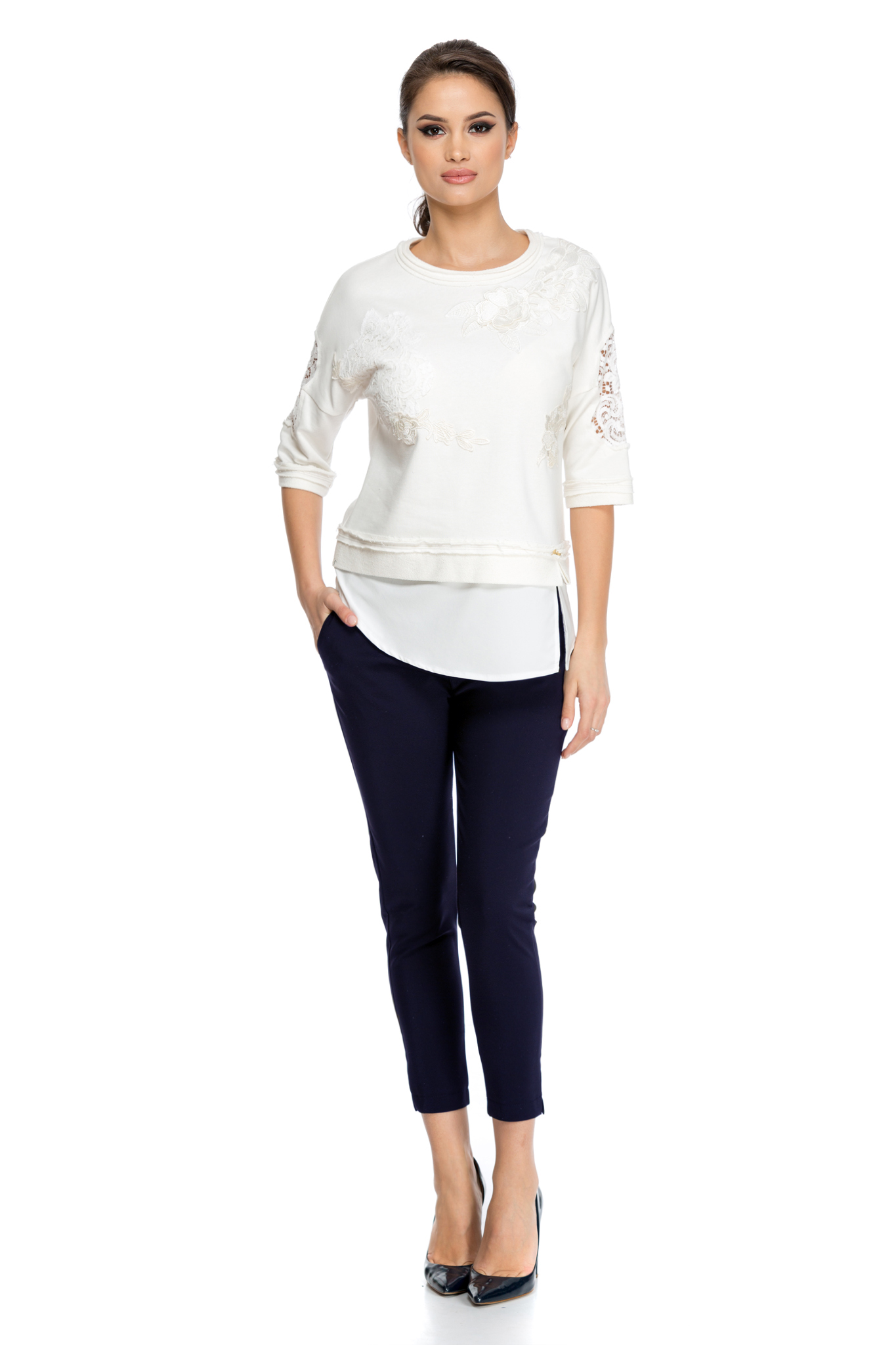 pantaloni terry bleumarin