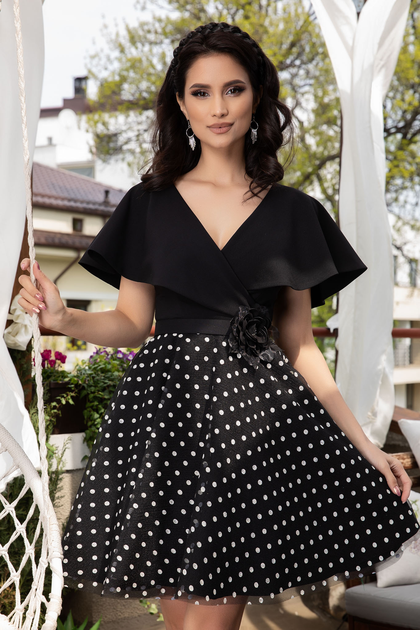 Rochie rosette neagra