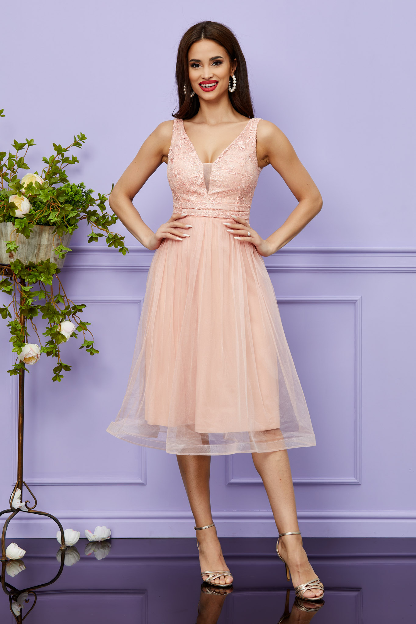 Rochie baby doll peach