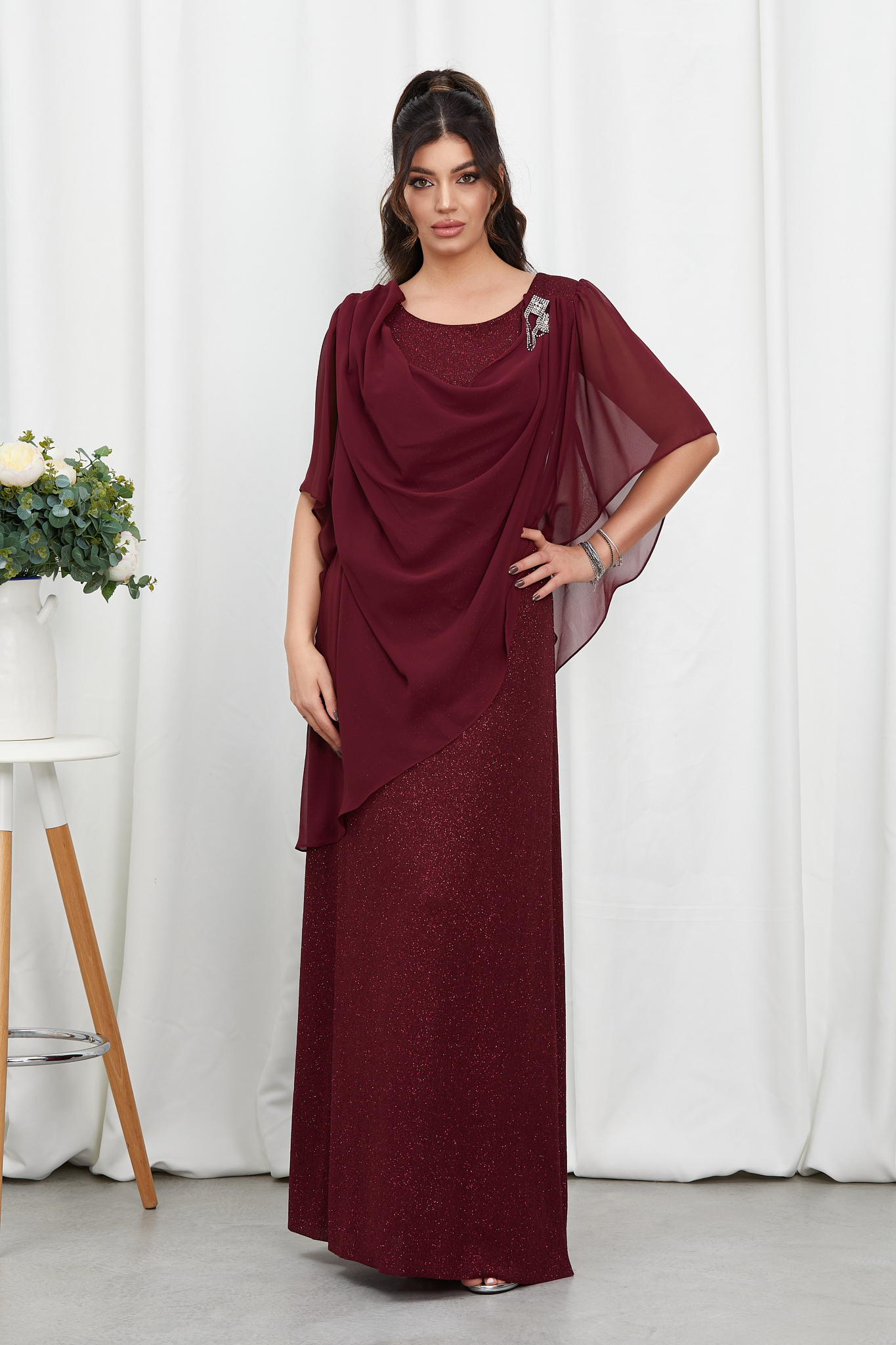 Poze Rochie Brilliante Bordo zonia.ro 