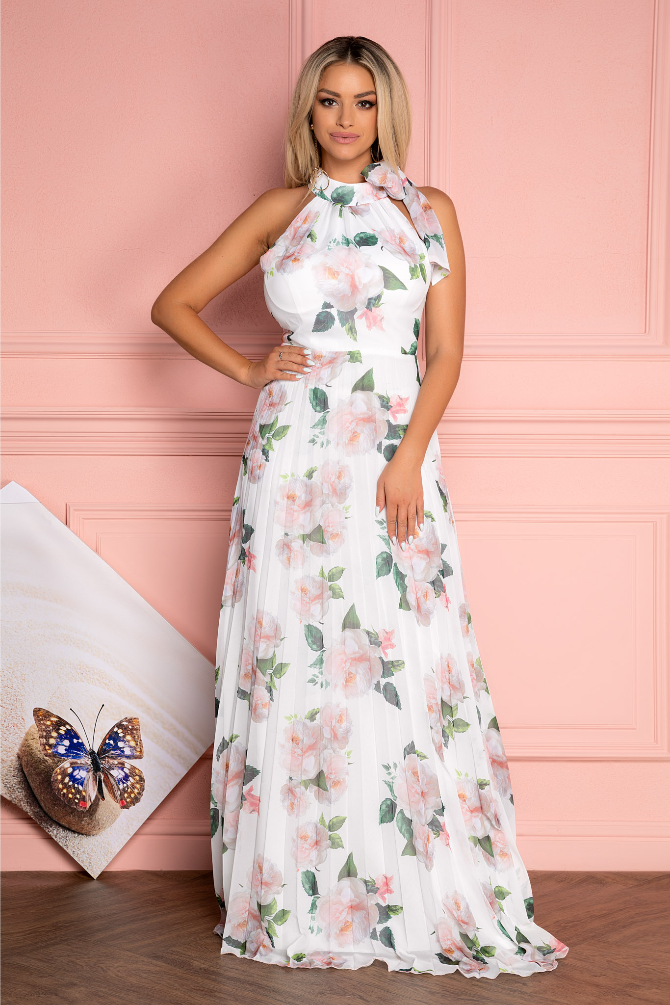 Rochie Amarys Alb Floral