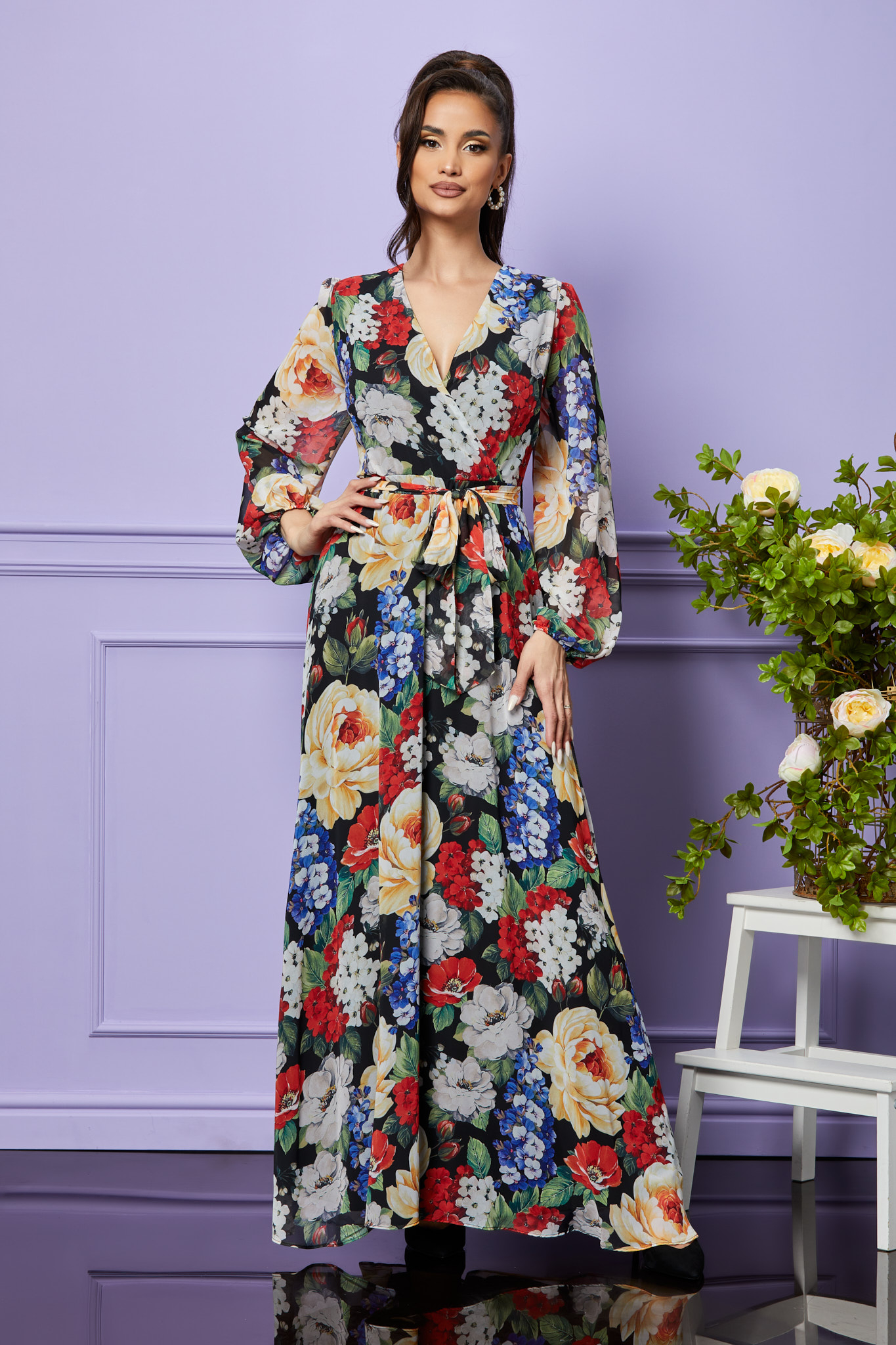 Rochie breeze negru floral