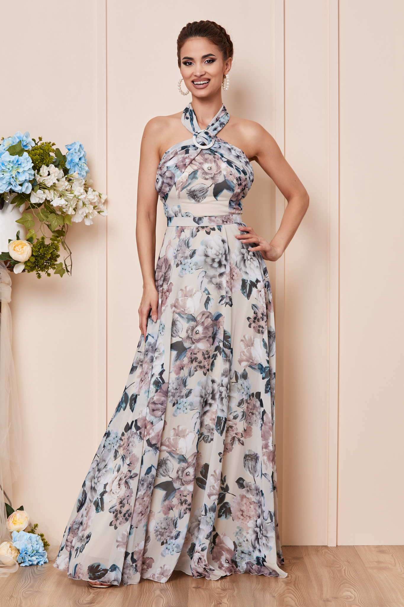 Rochie Rihanna Nude Floral
