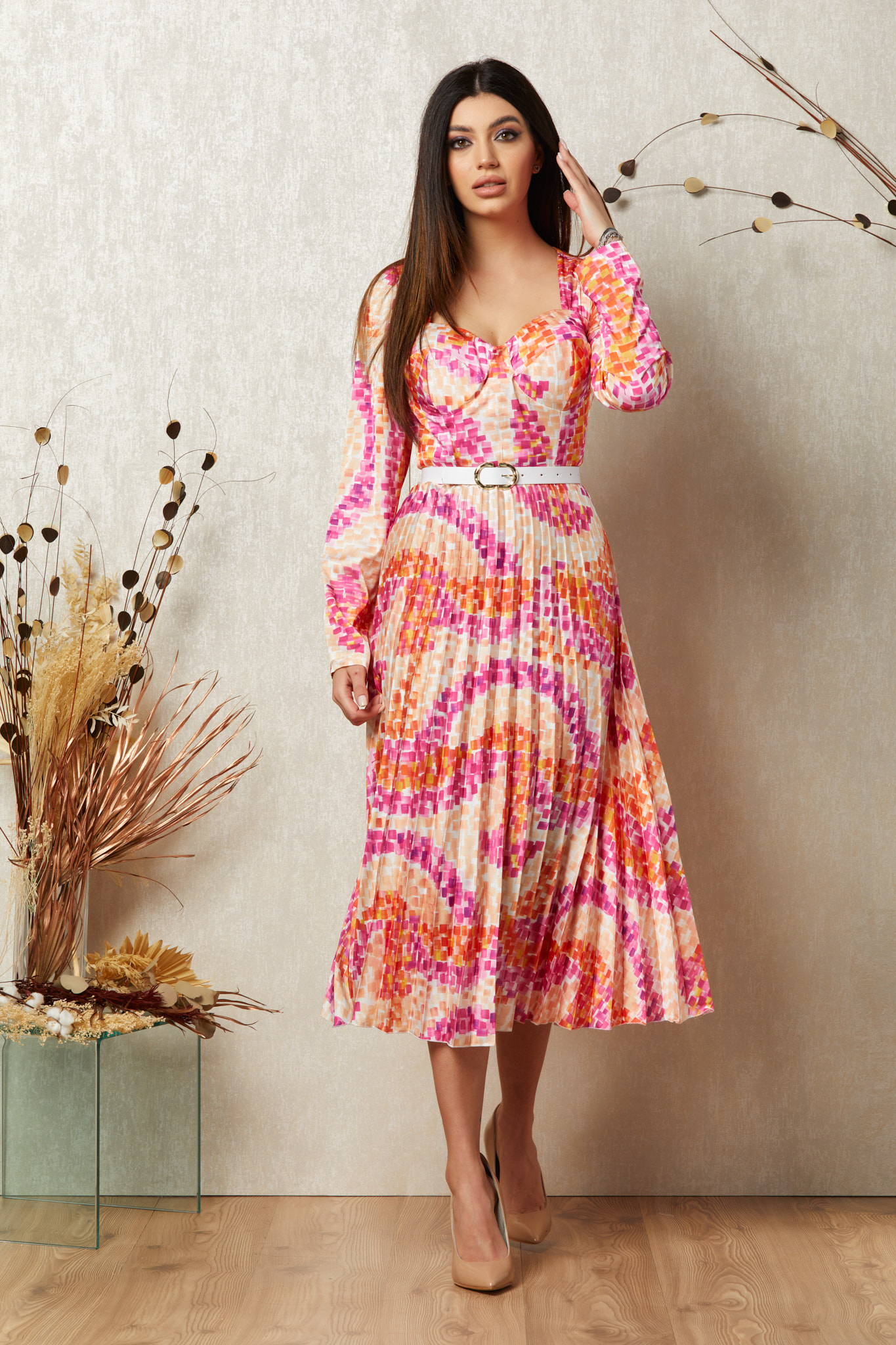 Rochie selena roz multi