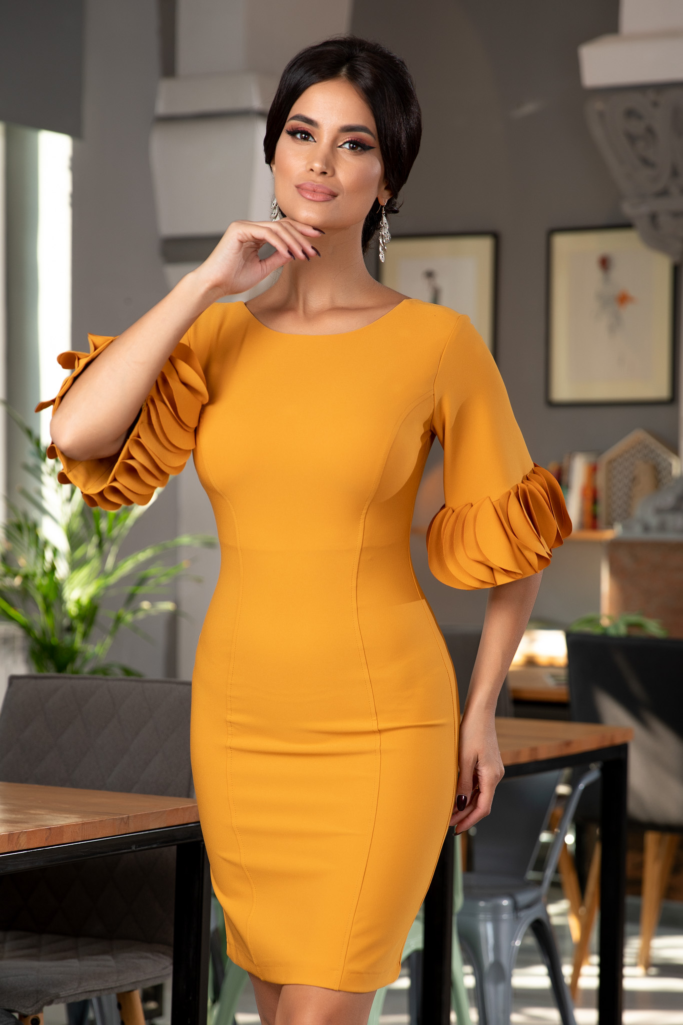 Rochie geanine galben mustar