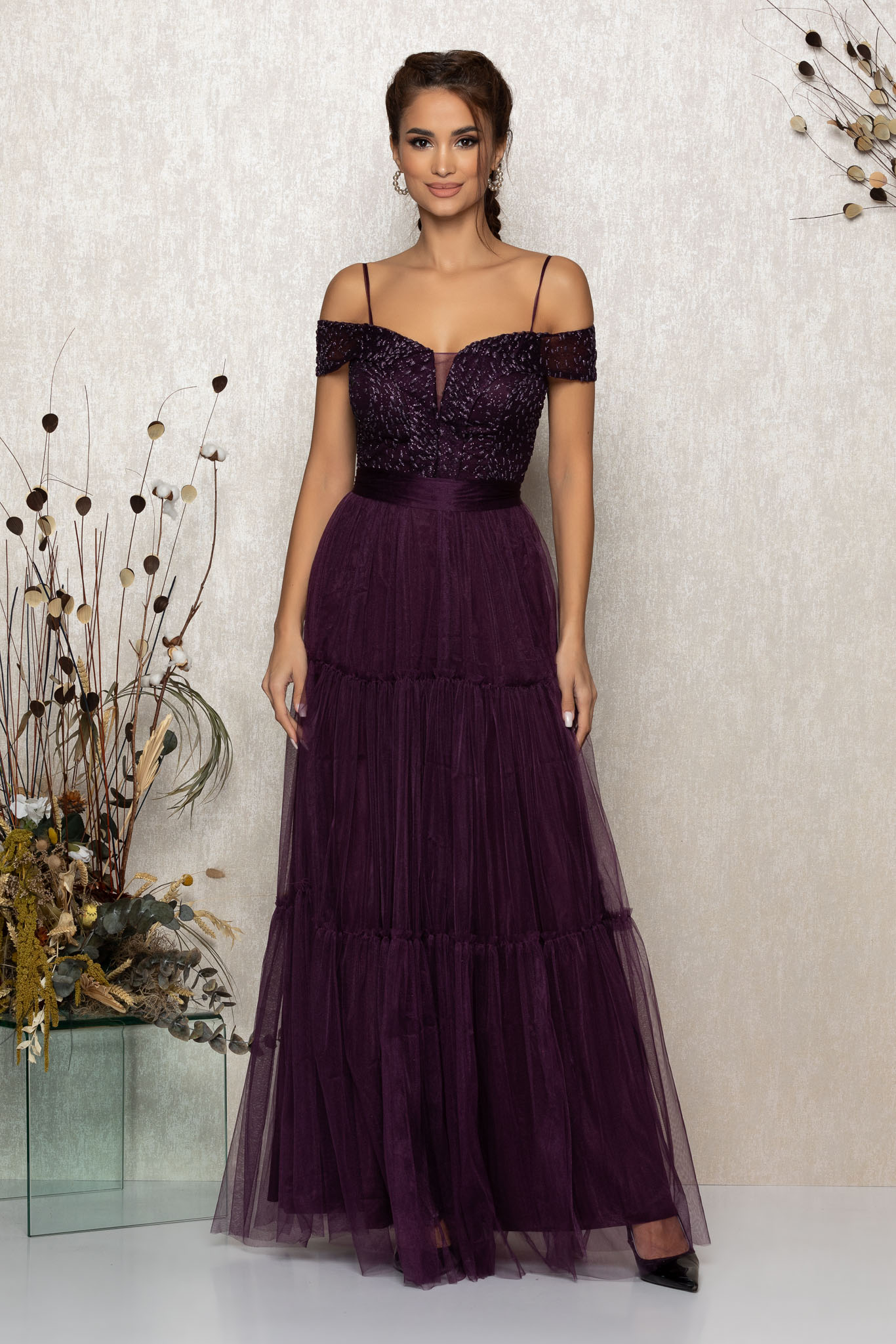 rochie de ocazie violet din tull 2 2