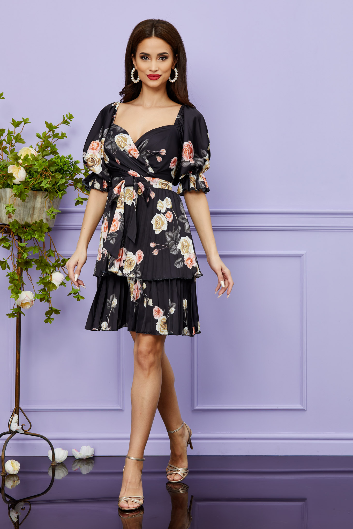 Rochie Ally Negru Floral