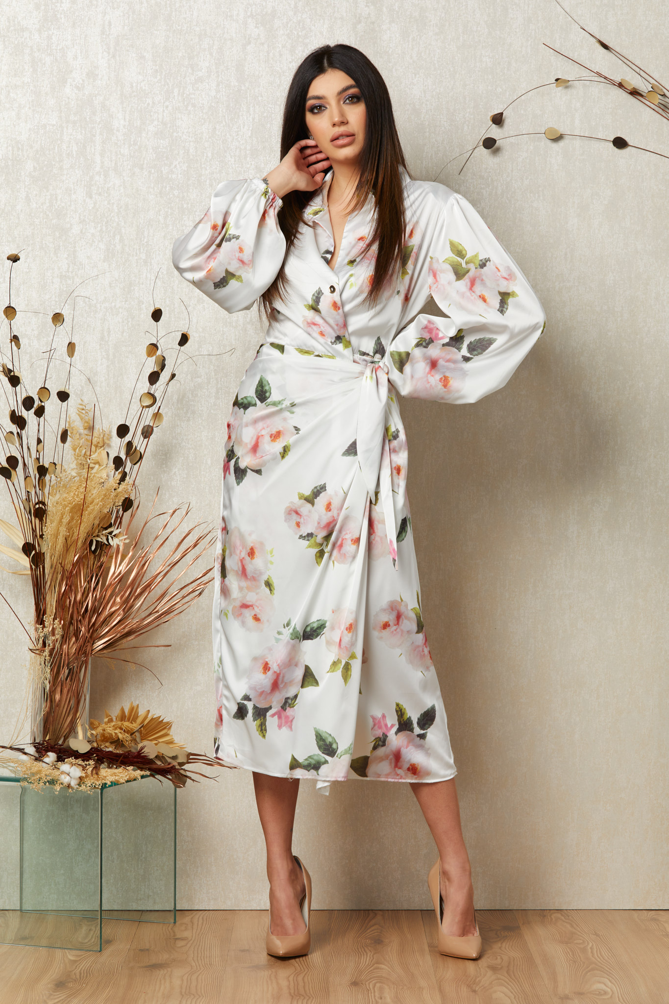 Rochie vicky alb floral