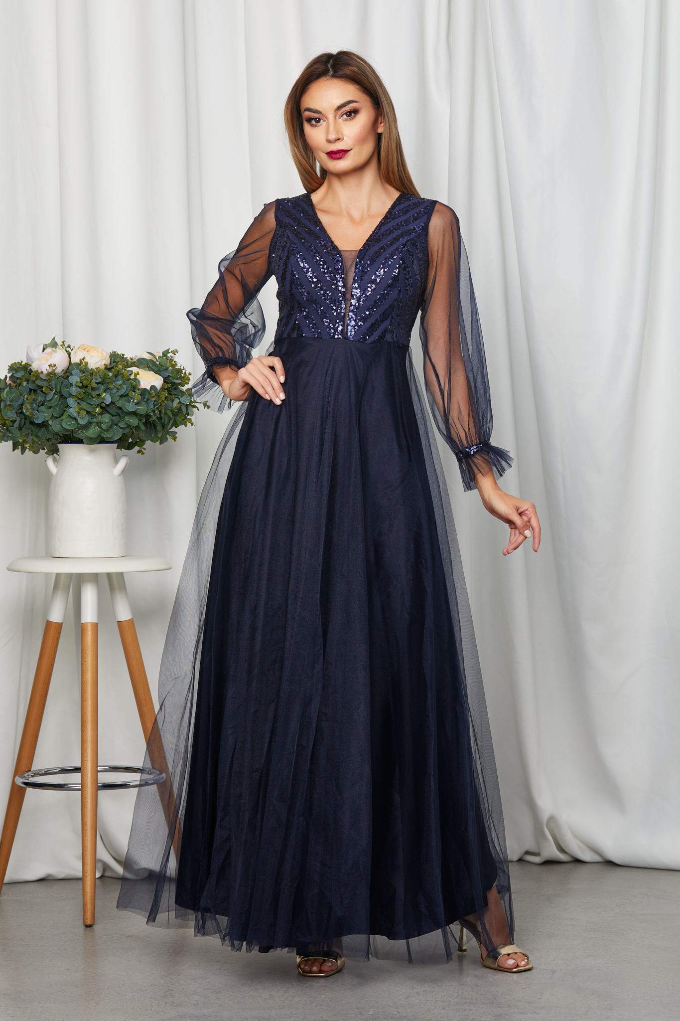 Rochie vivante bleumarin