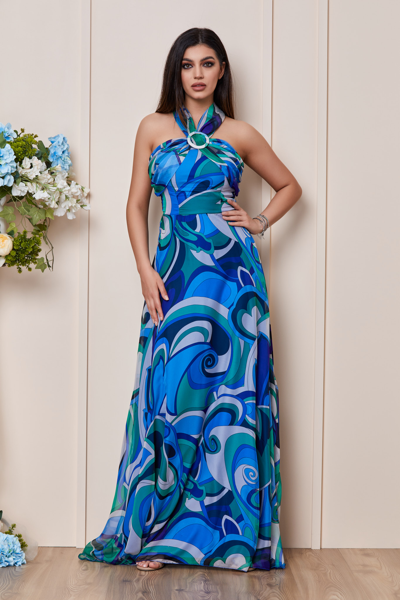 Rochie Rihanna Albastra Multicolora 2023 ❤️ Pret Super zonia imagine noua 2022