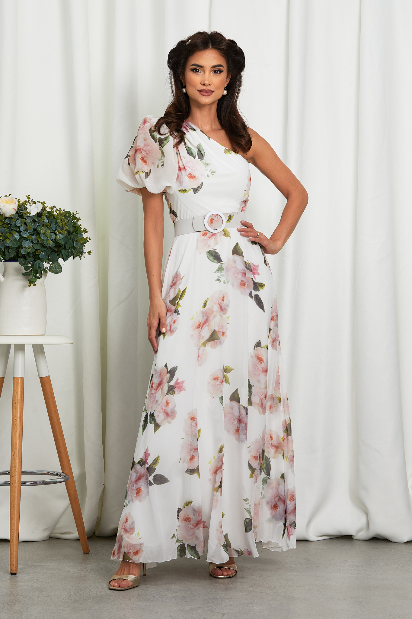 Rochie Colorful Alb Floral