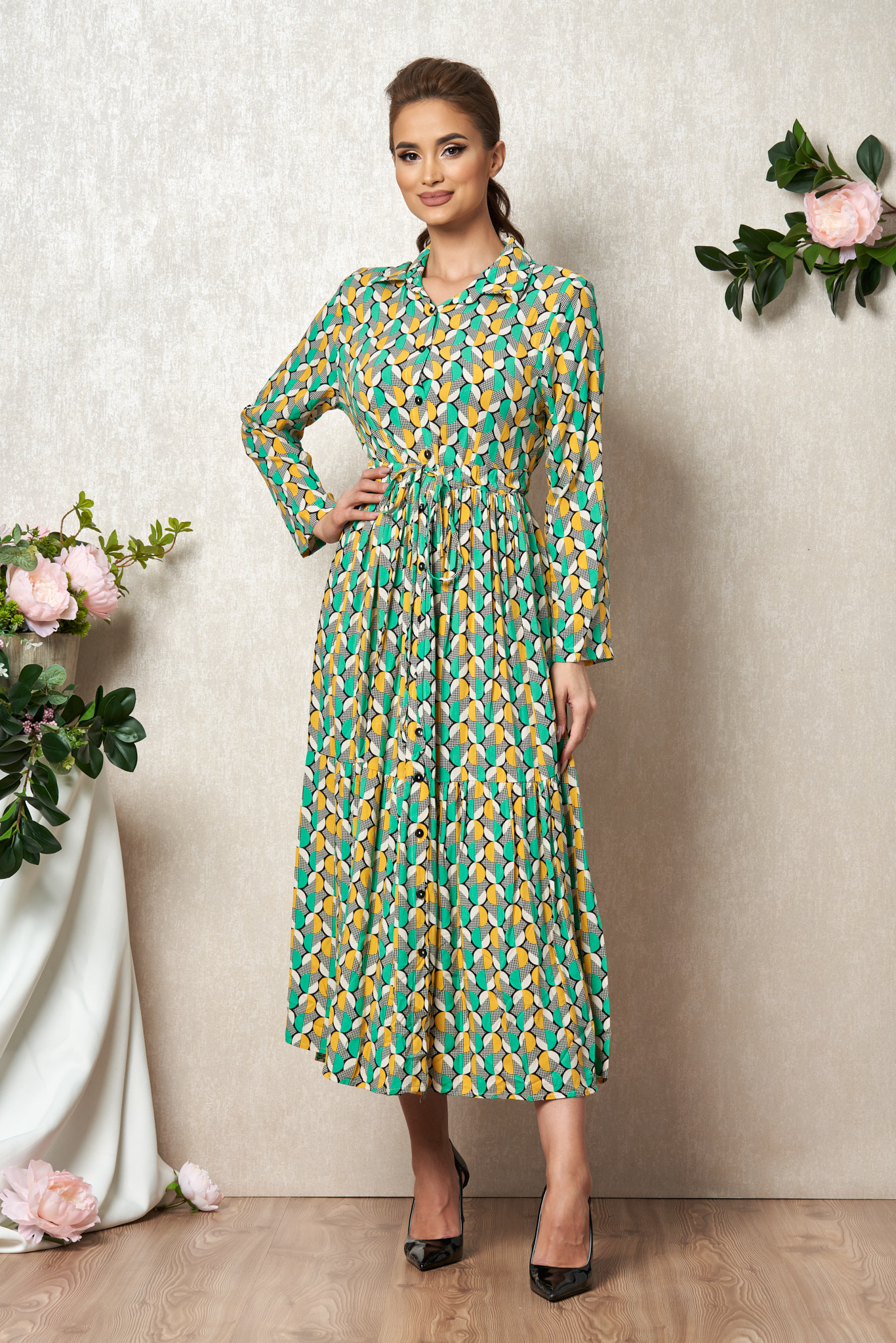 Rochie mariah galben multi