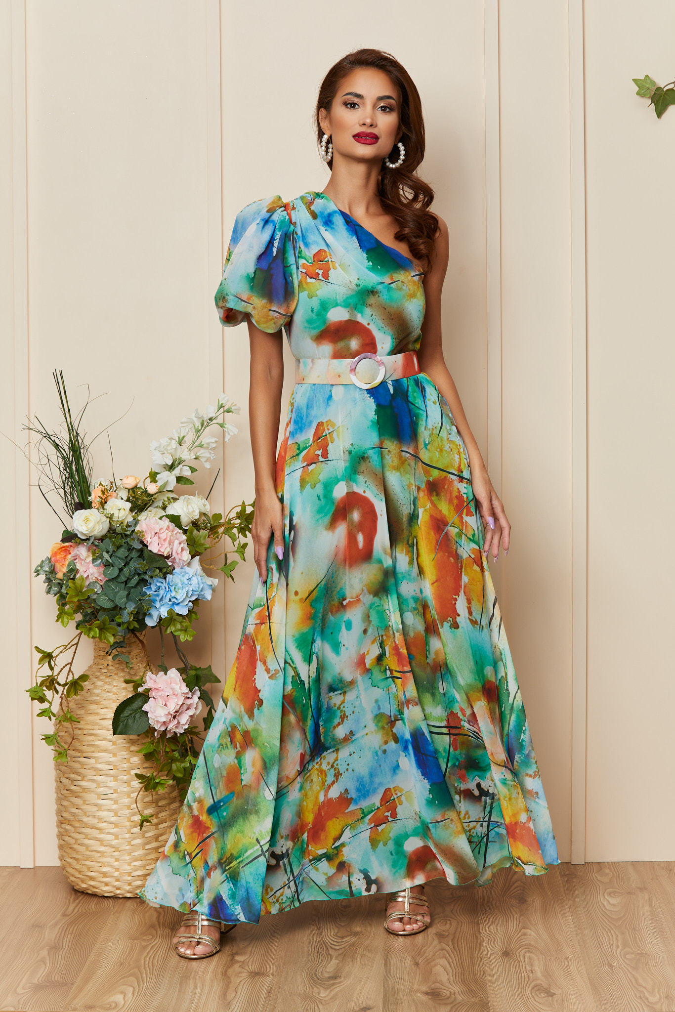 Rochie colorful verde pastel