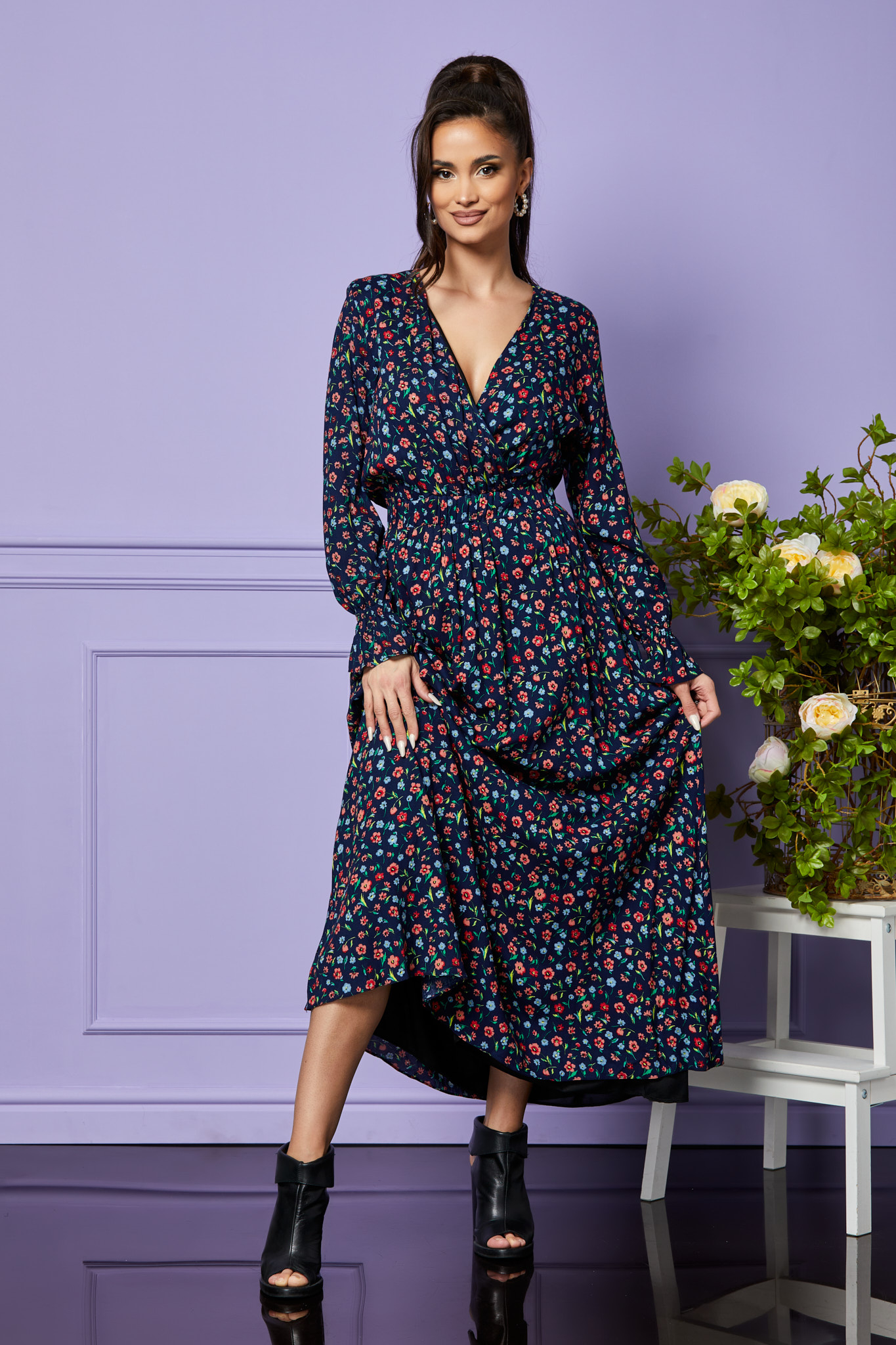 Rochie janessa bleumarin floral