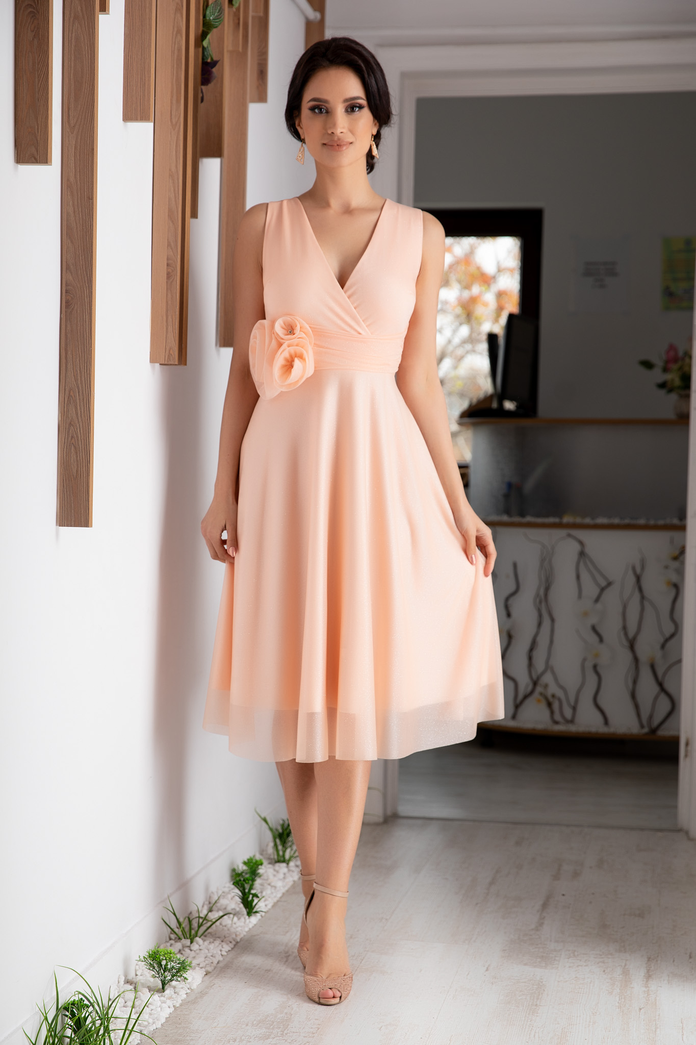 Rochie rosalinda peach