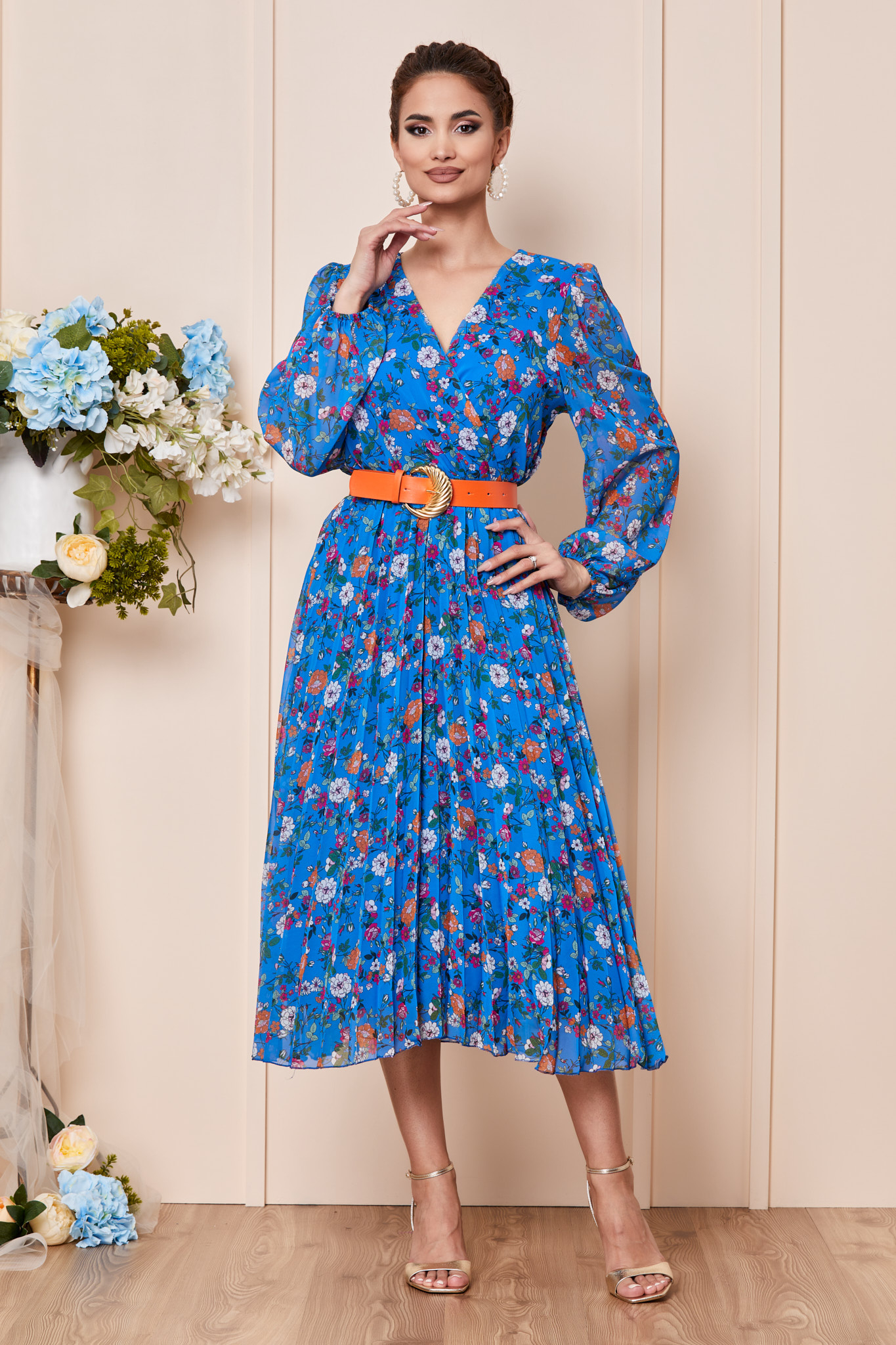 Rochie Ingrid Albastru Floral 2023 ❤️ Pret Super zonia imagine noua 2022