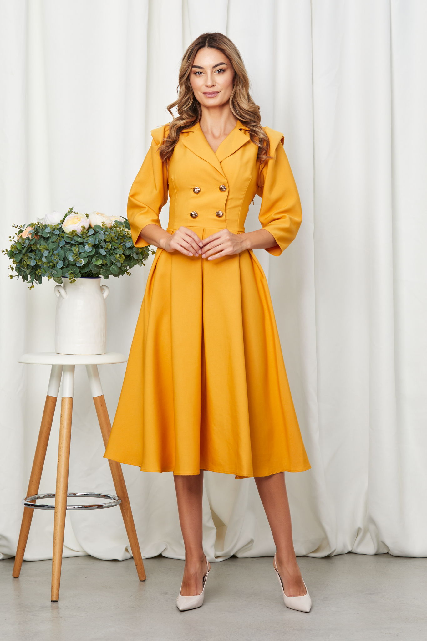 Rochie lima galben mustar