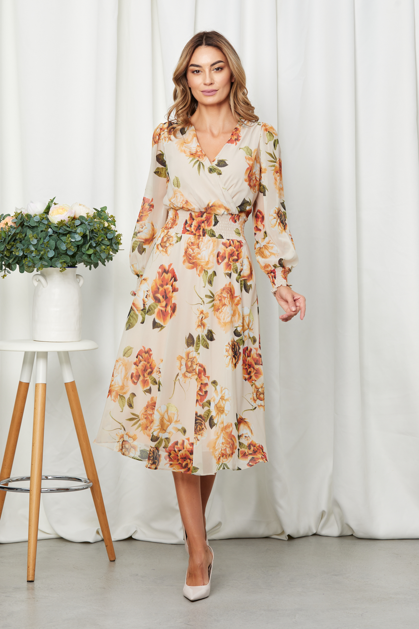 Rochie flory bej floral