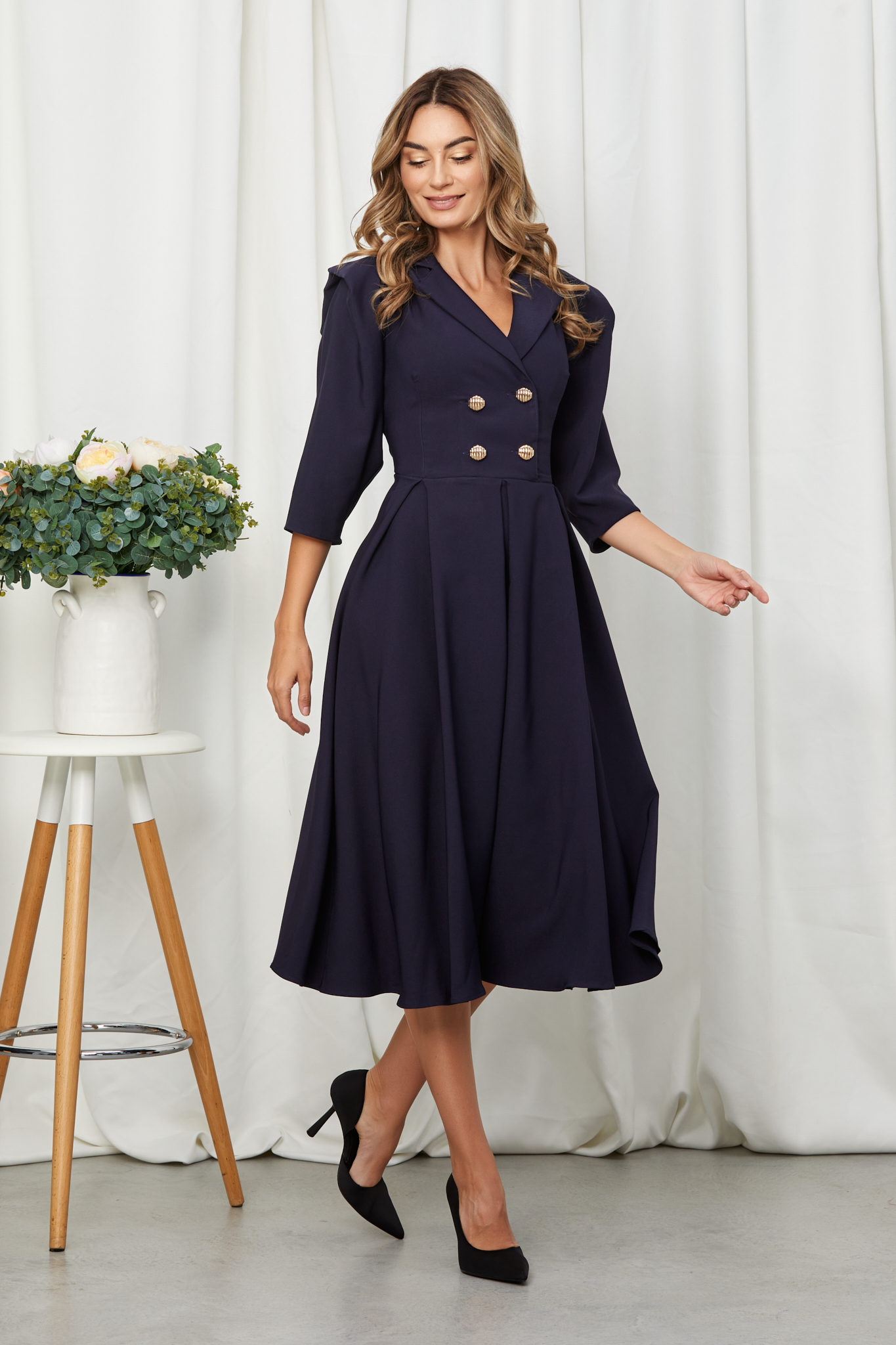 Rochie lima bleumarin