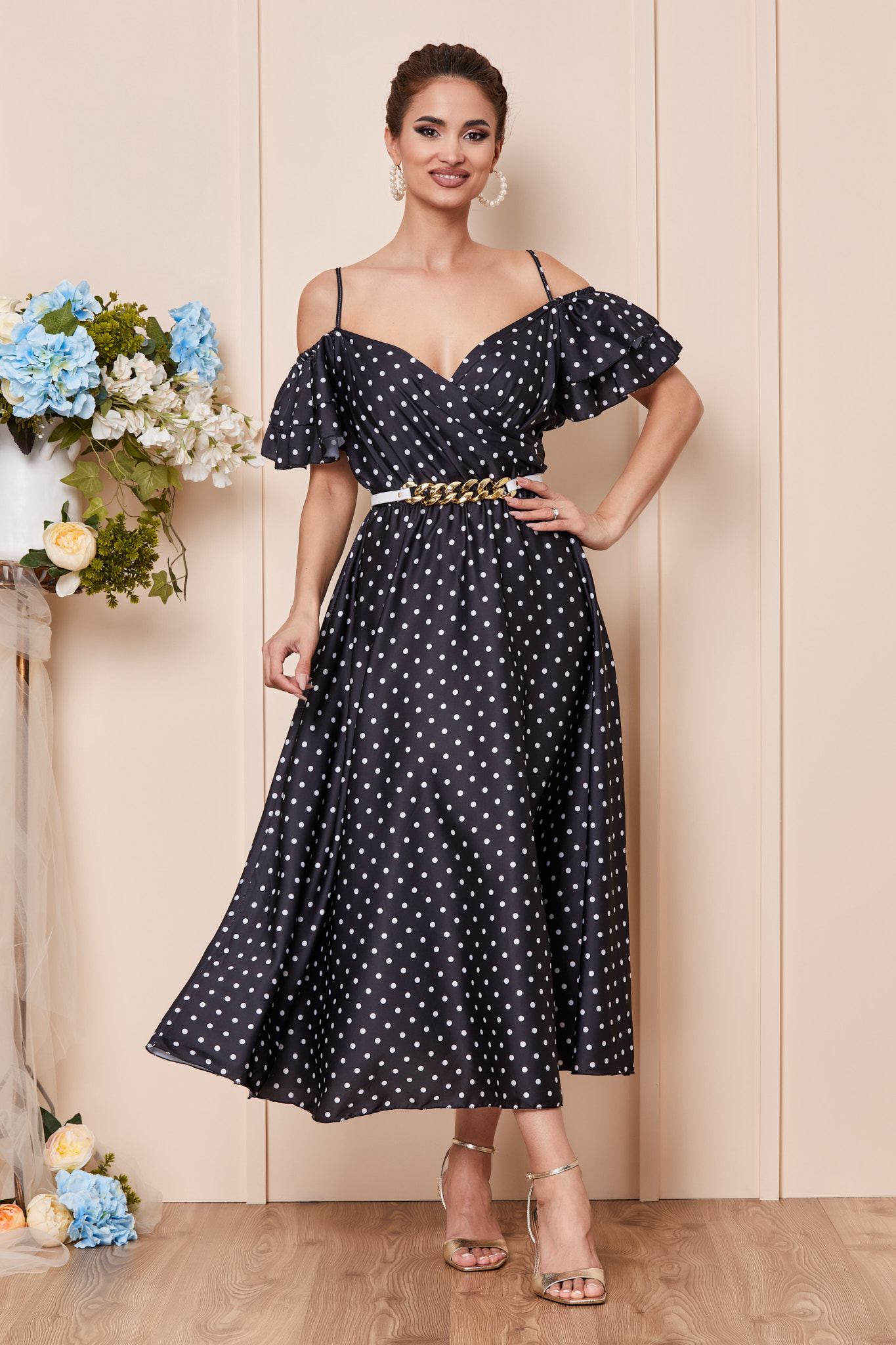 Rochie Ignis Neagra Cu Buline