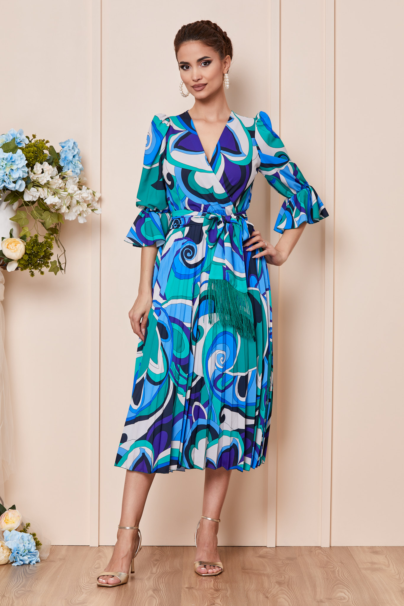 Rochie Zenaida Albastra Multicolora 2023 ❤️ Pret Super zonia imagine noua 2022
