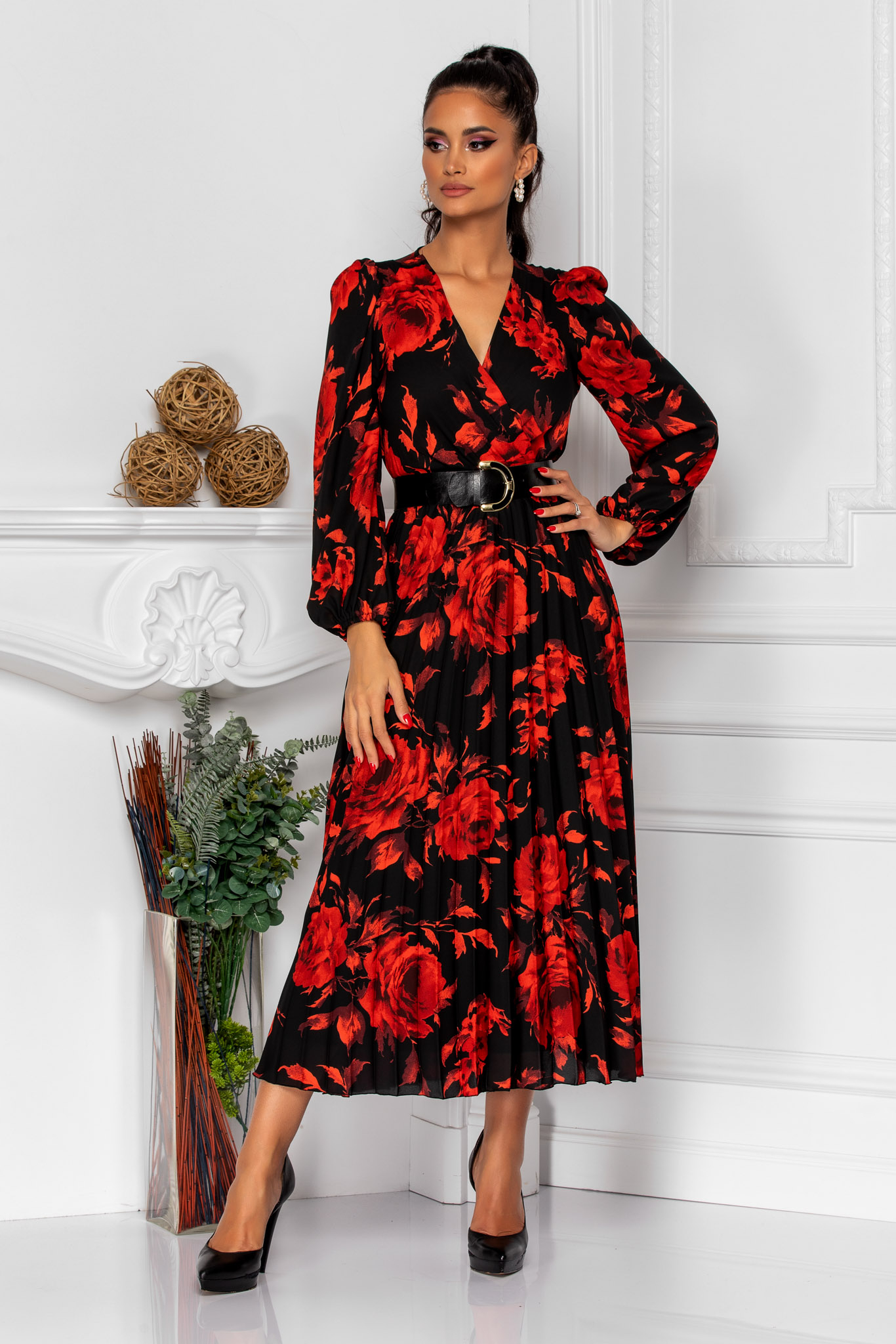 Rochie malina rosie bicolora