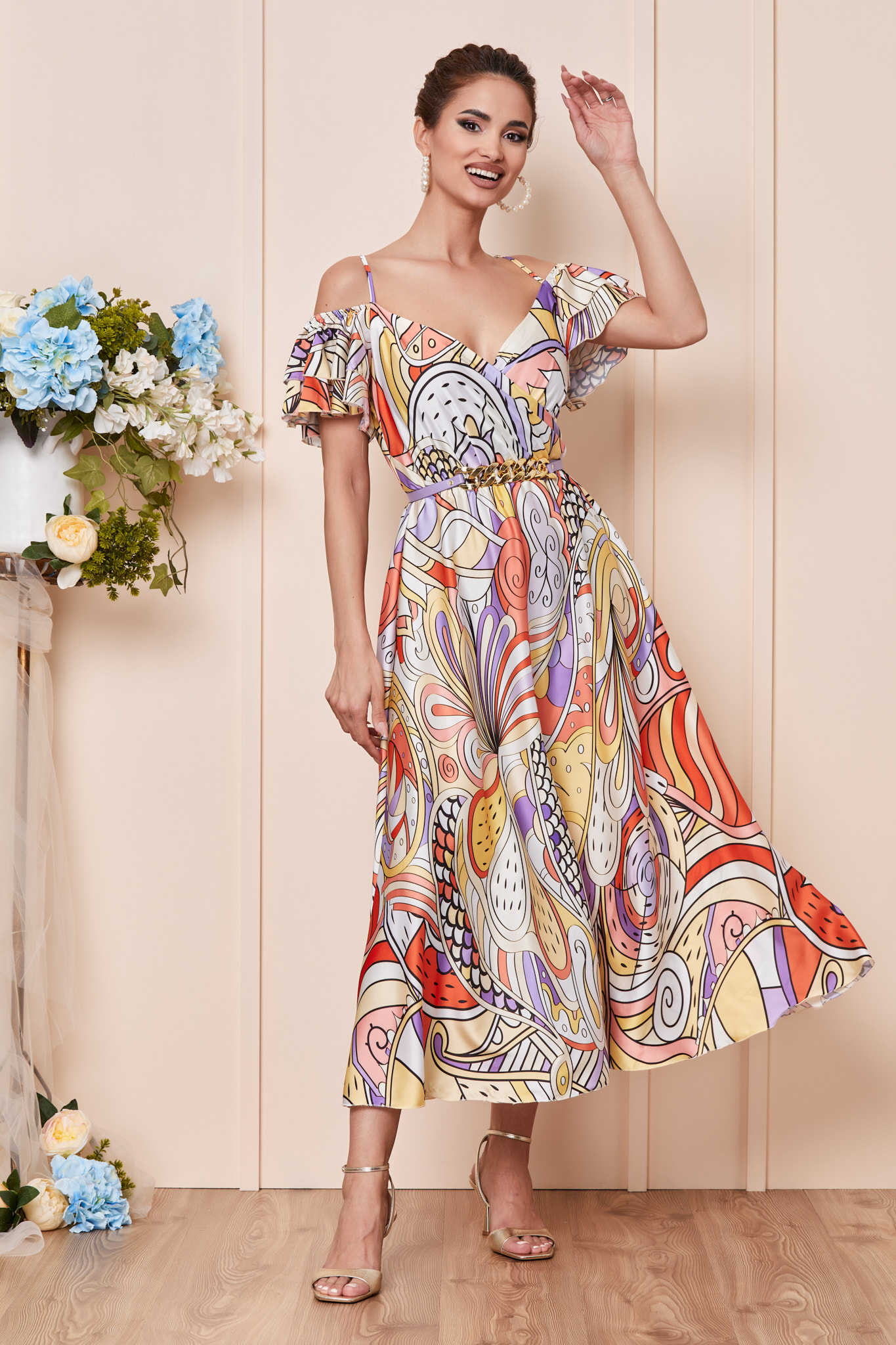 Rochie Ignis Galben Multi