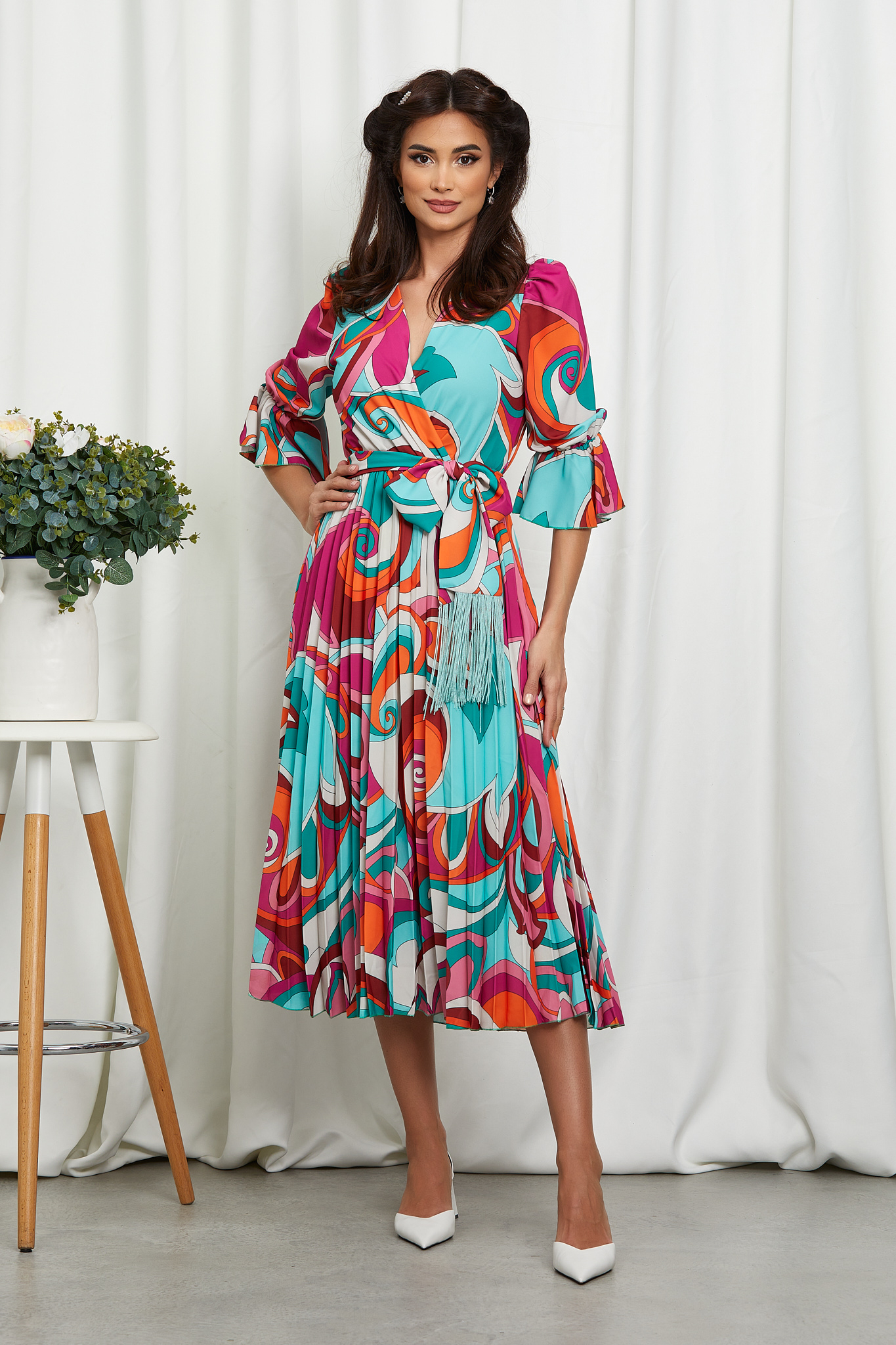 Rochie Zenaida Roz Multi