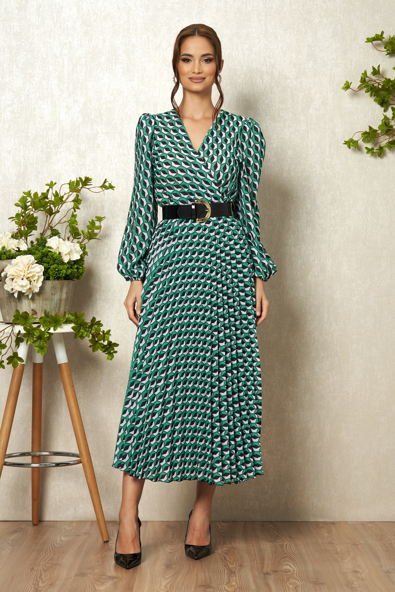 Rochie malina verde multicolora